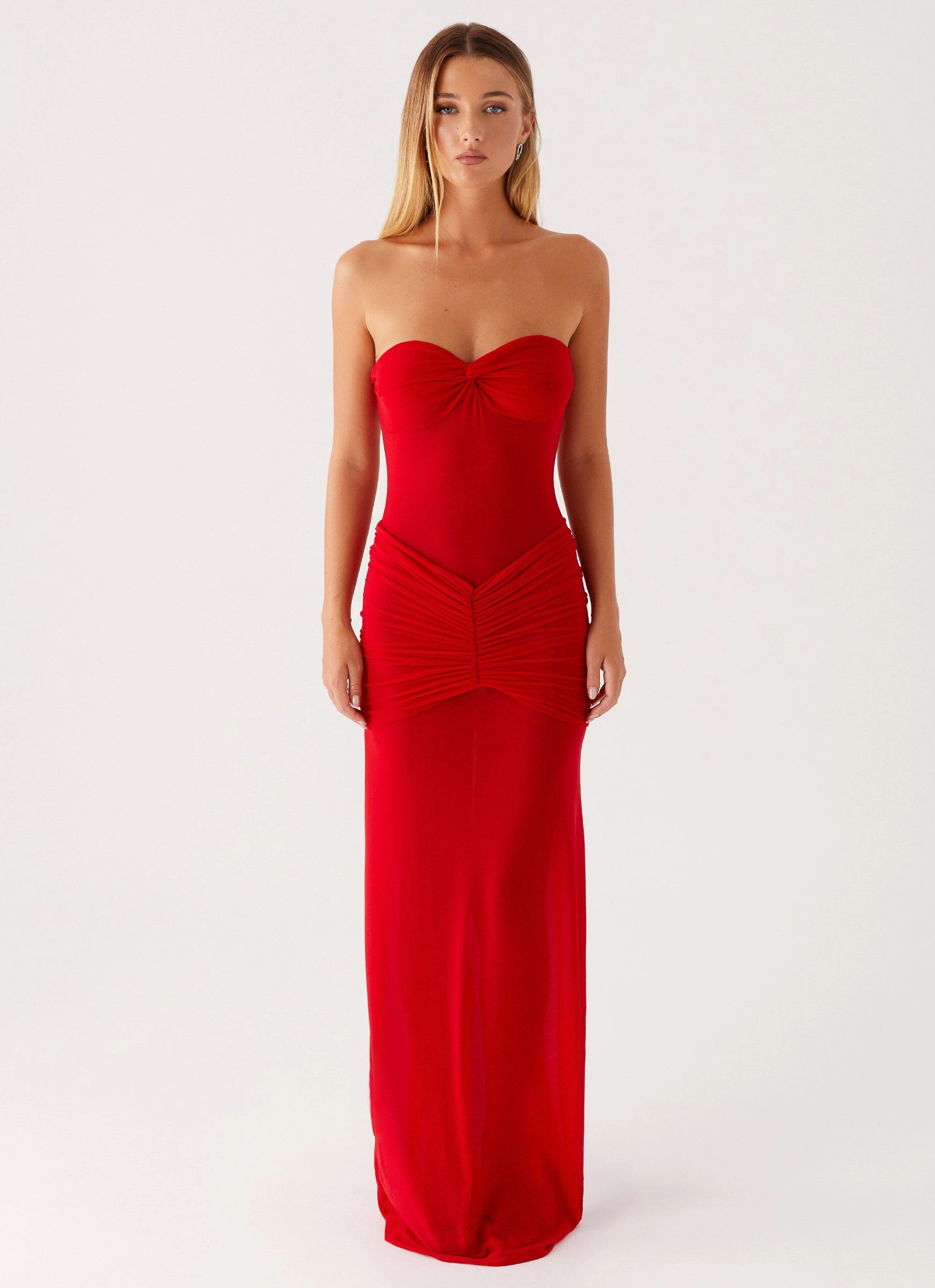 Ottilie Mesh Maxi Dress - Red Hidden Pocket