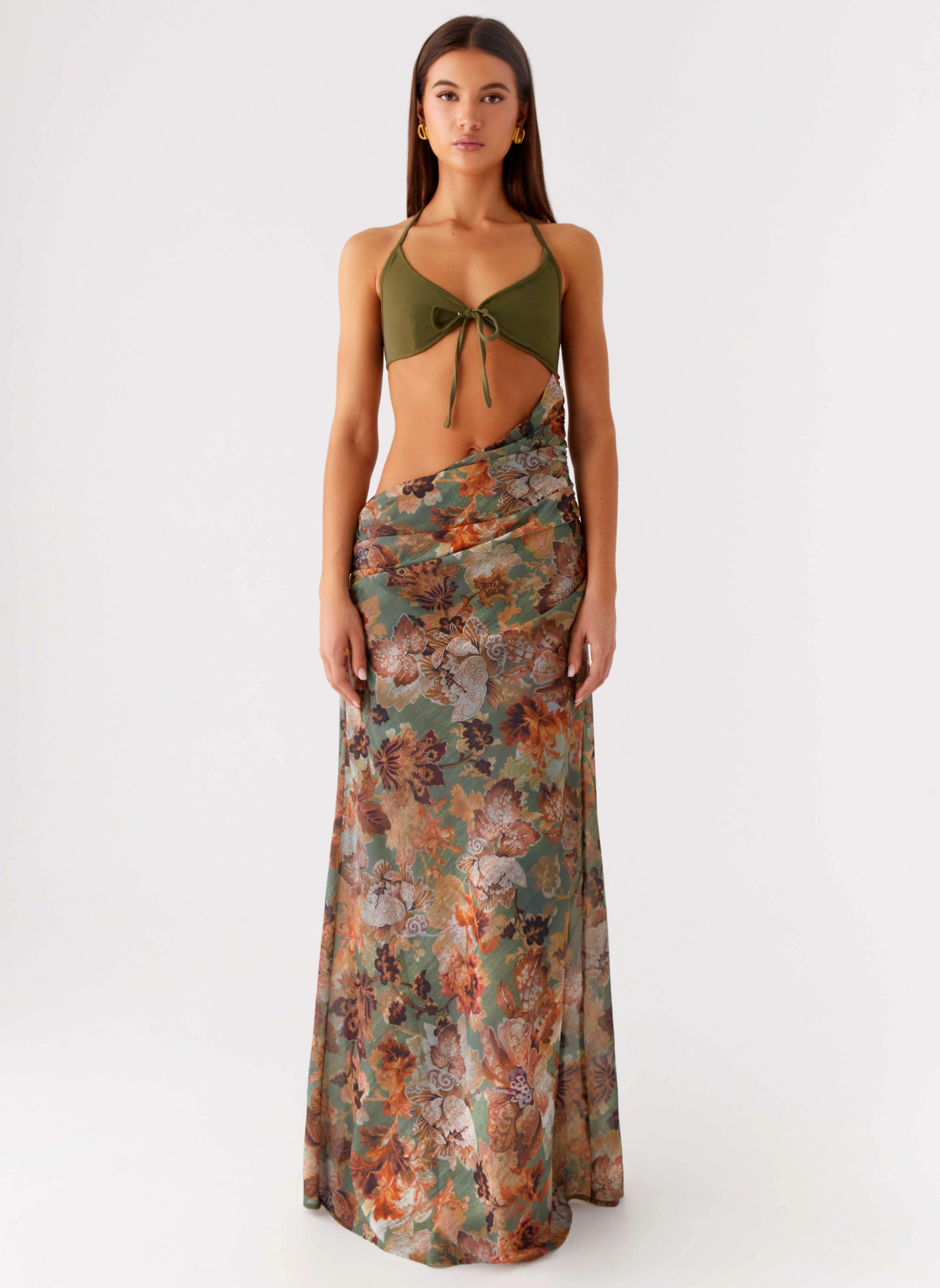Casual Style Overgrown Maxi Dress - Vintage Blossom