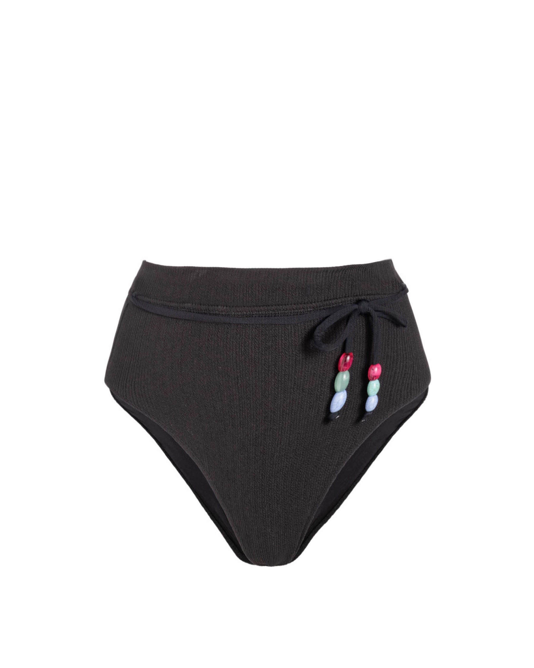 Belted Hi Waist Hi Leg Bottom In Black Texture Leisure Swim neon colors