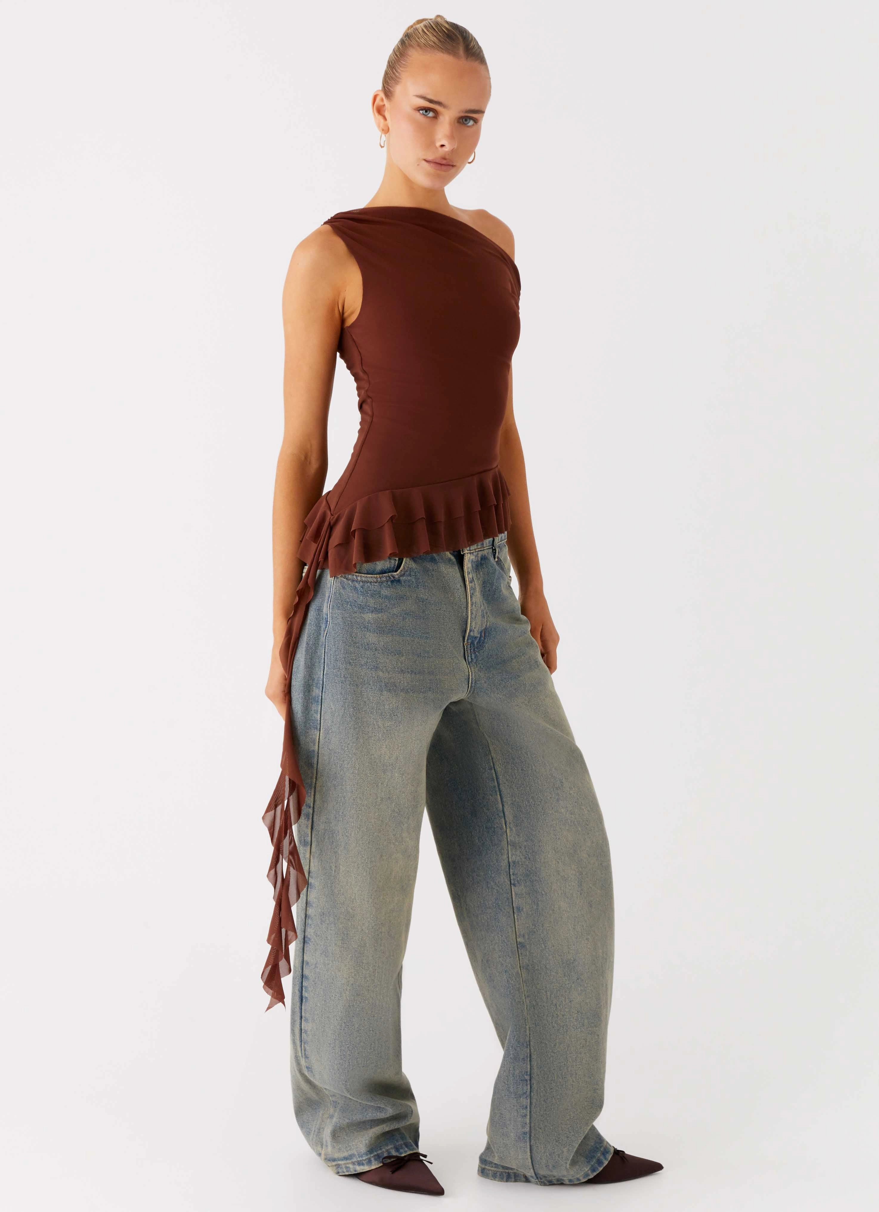 Mica Top - Chocolate Tactile Soft Texture AntiStaticLining