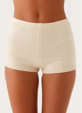 Cozy Wear Adaptive Fit Ownley Sequin Knit Shorts - Ivory