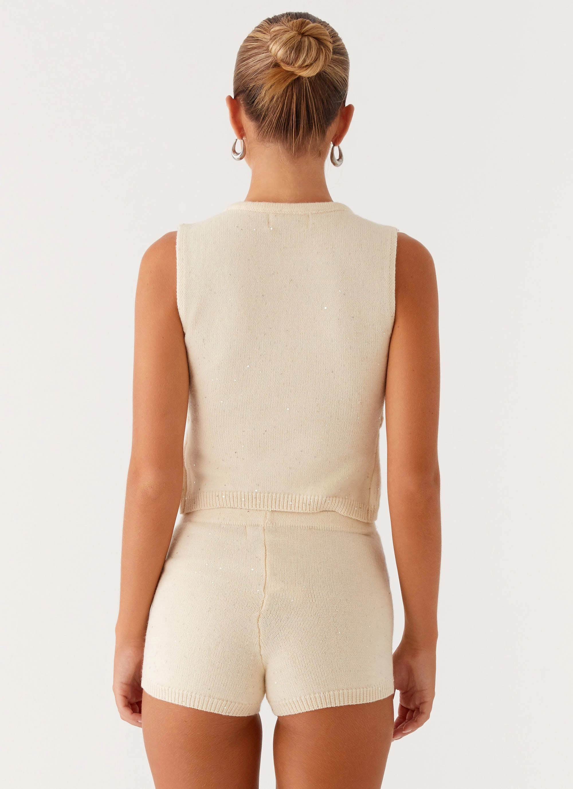 Ownley Sequin Knit Shorts - Ivory Versatile staple