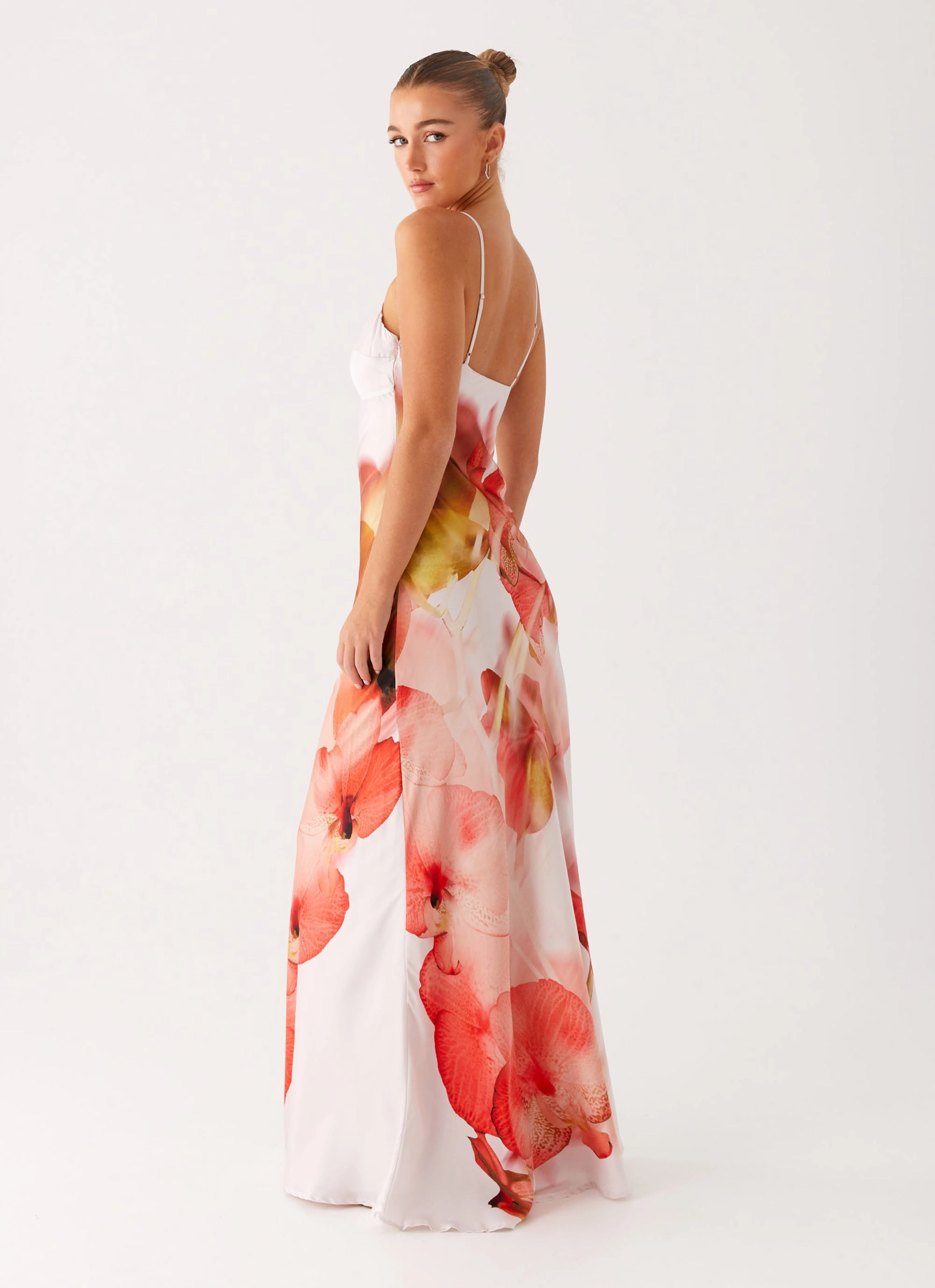 Pacha Maxi Dress - Peach Rose Zip Closure
