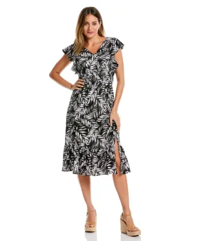 Field Fresh Palm Print Ruffle Dress