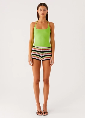 Contrast Stitch Detail Palm Beach Top - Citrus