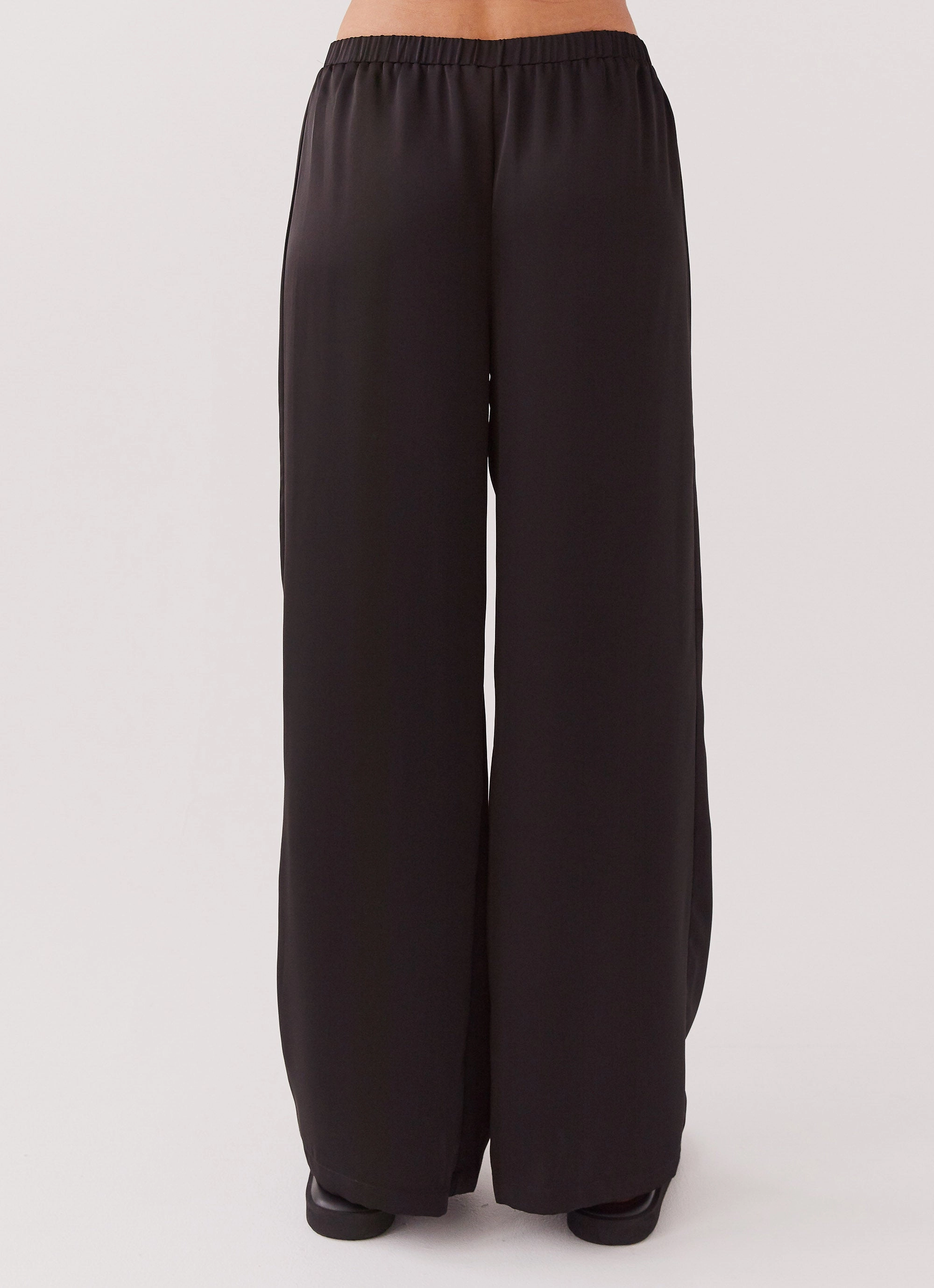 Palm Cove Satin Pants - Black Anti Pilling