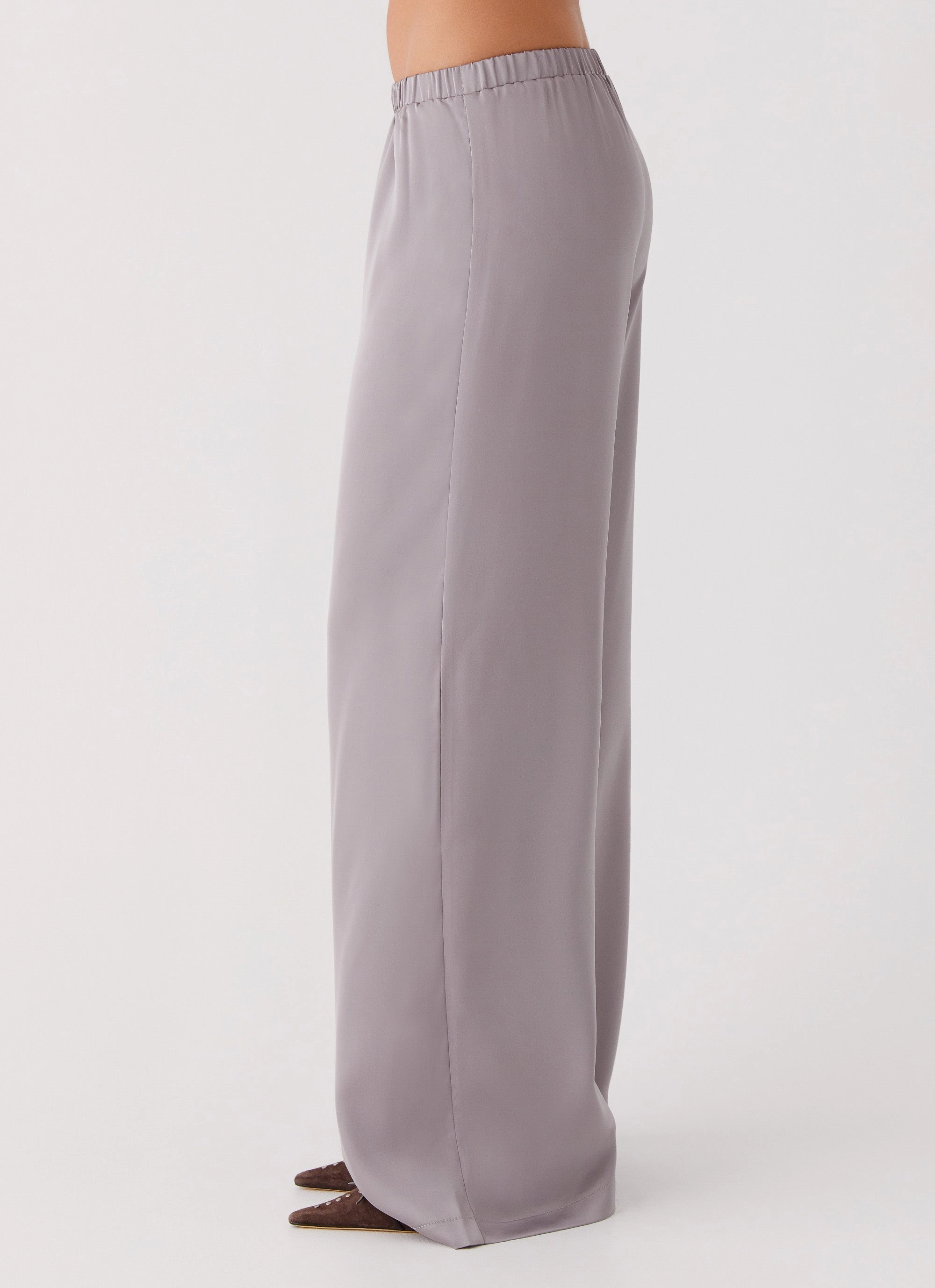All Season Versatility Fashion Forward Palm Cove Satin Pants - Grey