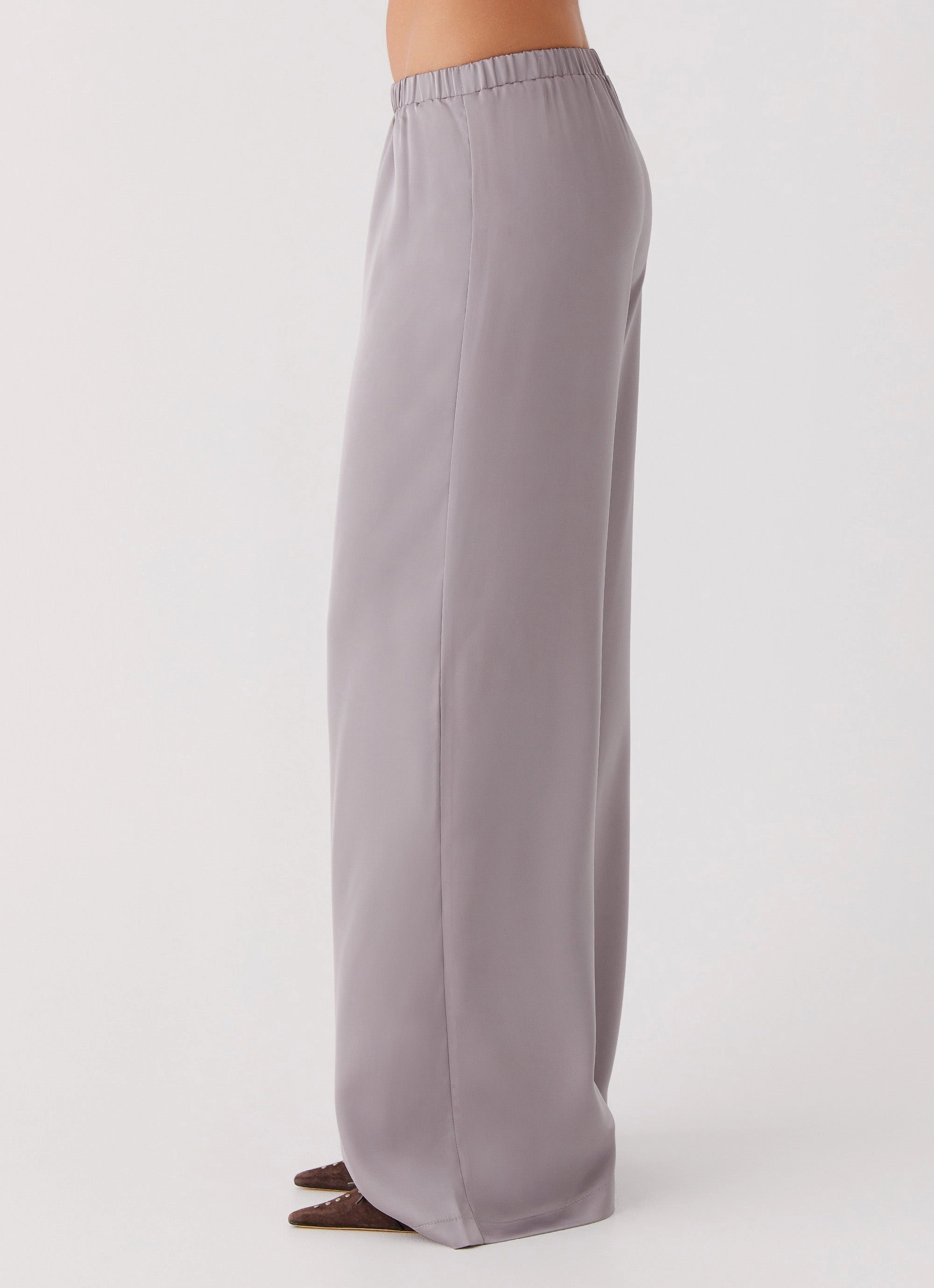 Palm Cove Satin Pants - Grey Sporty Touch BreathableFabric