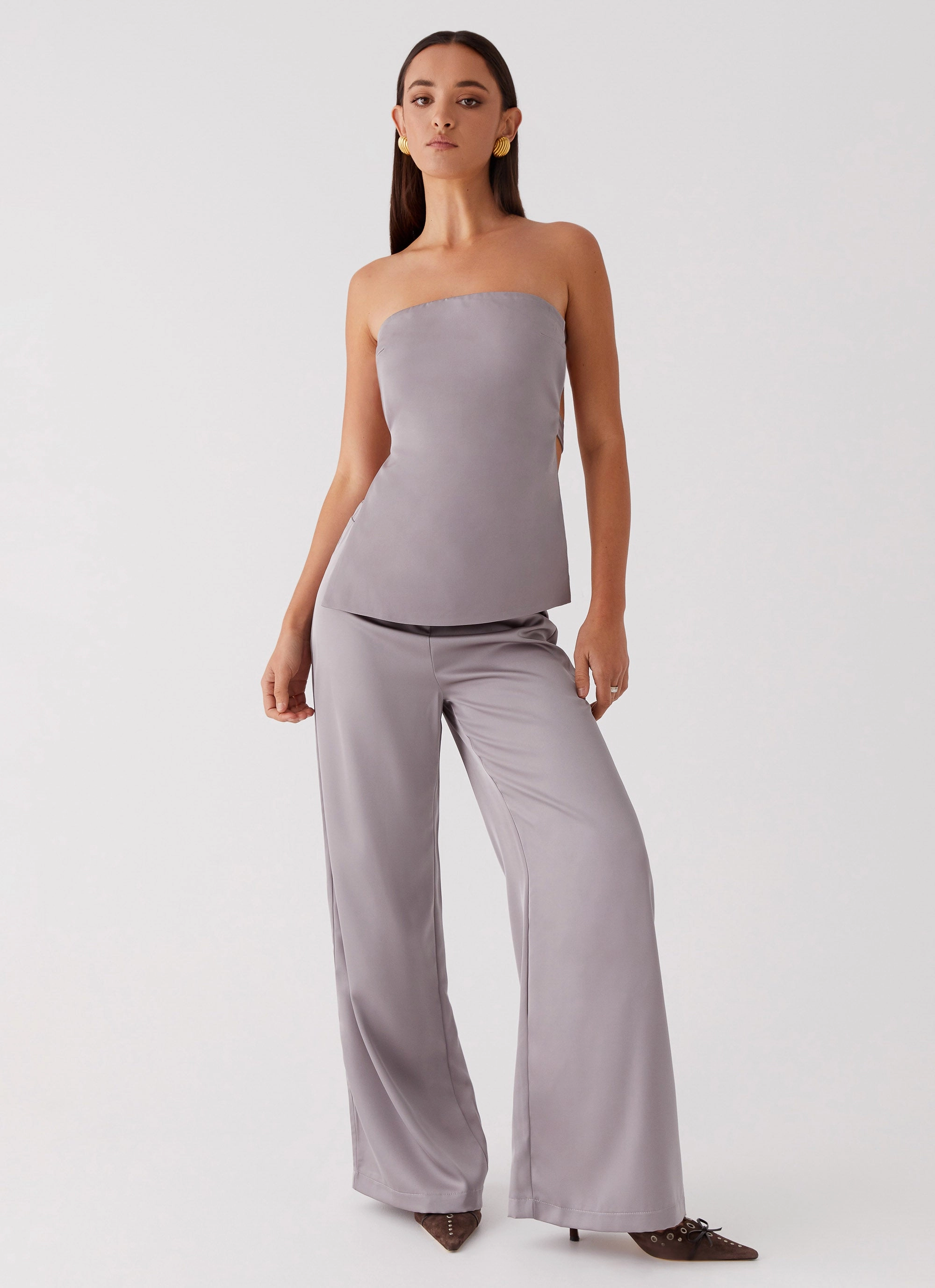 Quality Material Palm Cove Satin Pants - Grey