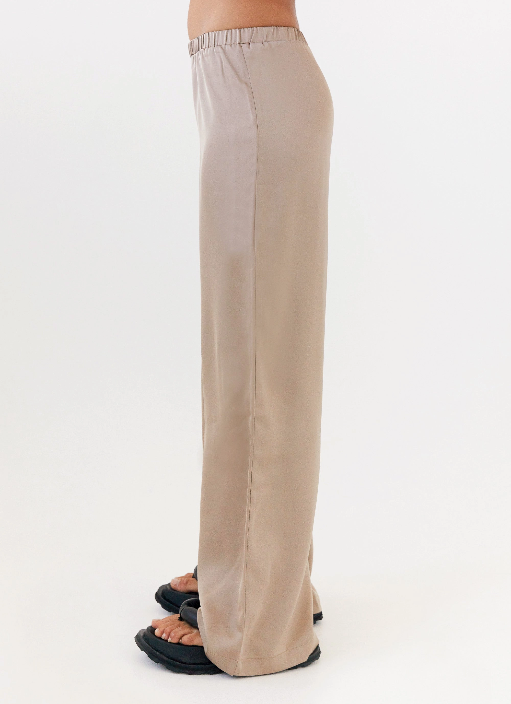 Palm Cove Satin Pants - Mushroom Flexible Knees Temperature Regulating