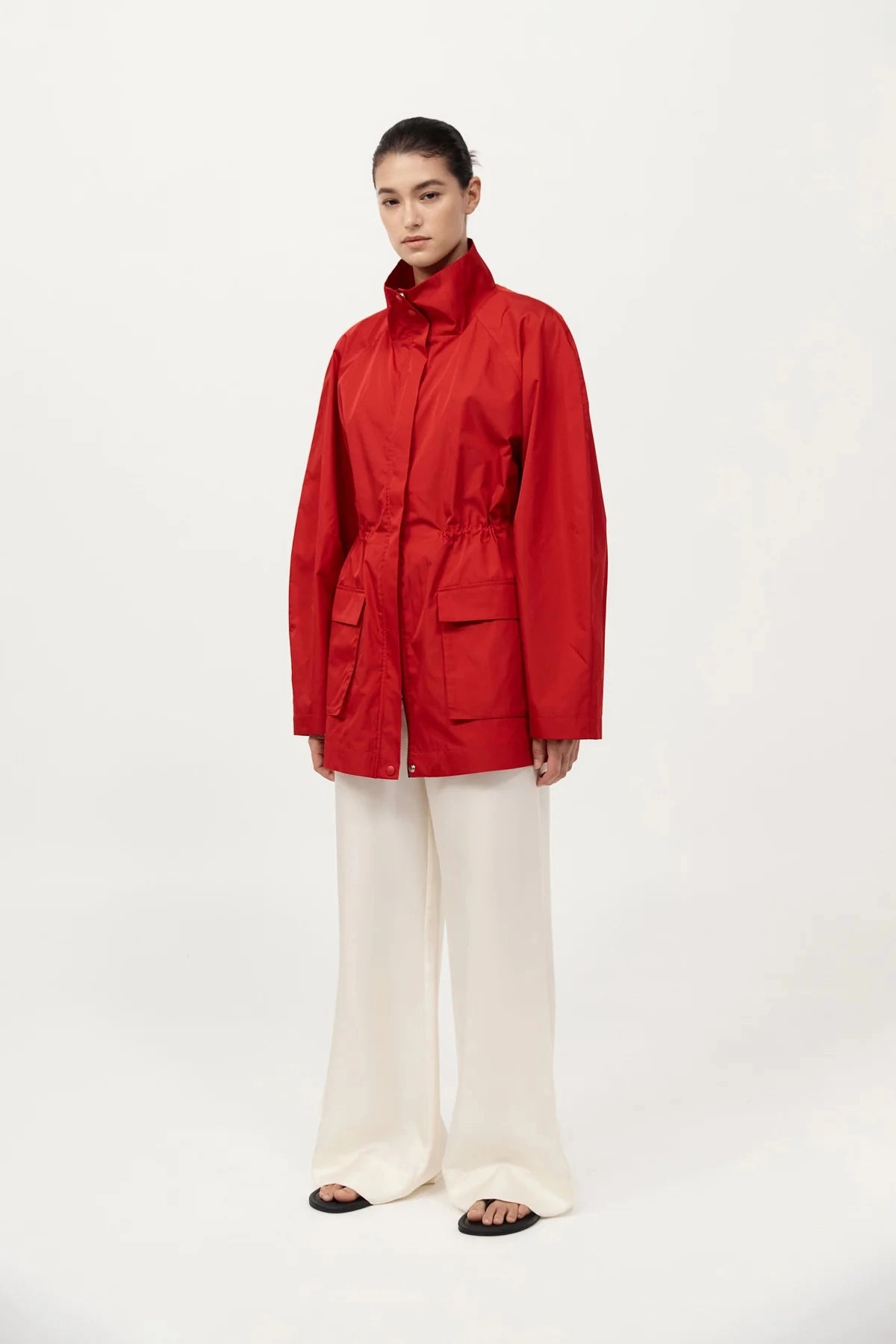 thermal Flexible Shell Paper Taffeta Parka in Red