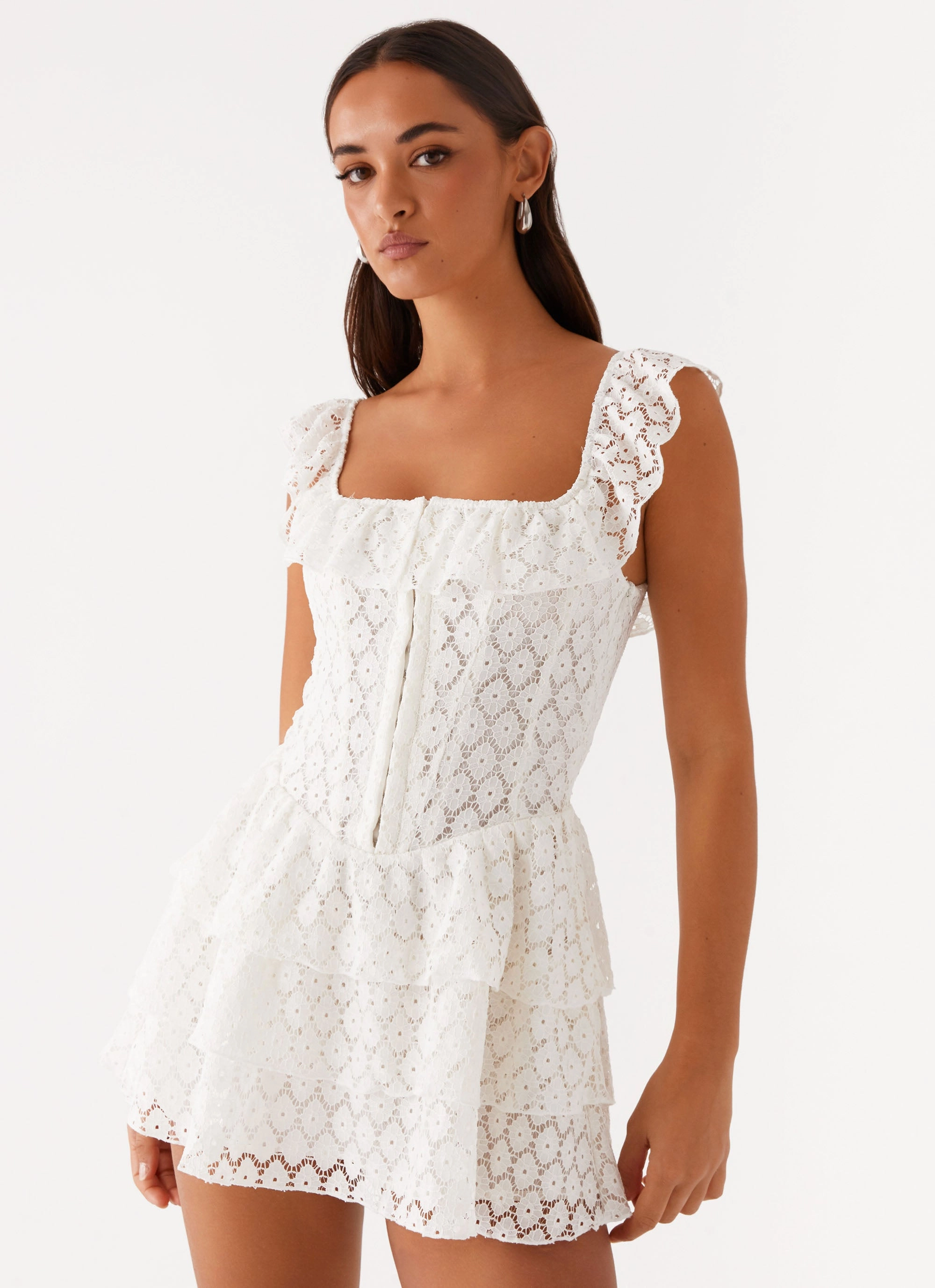 Opaque Lining Paradise Dreams Corset Mini Dress - White