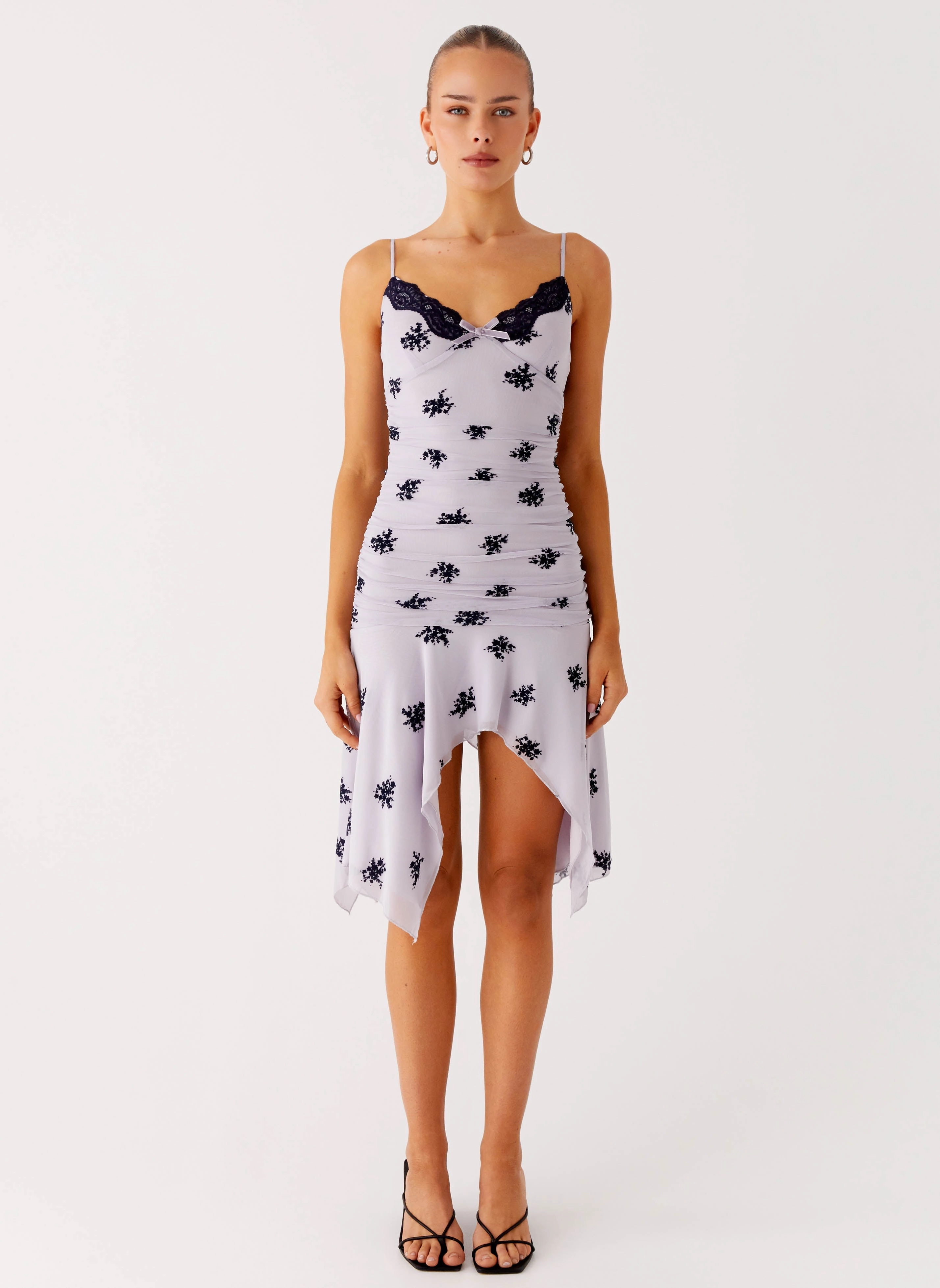 Versatile Fit Amor Flock Hanky Mini Dress - Lilac