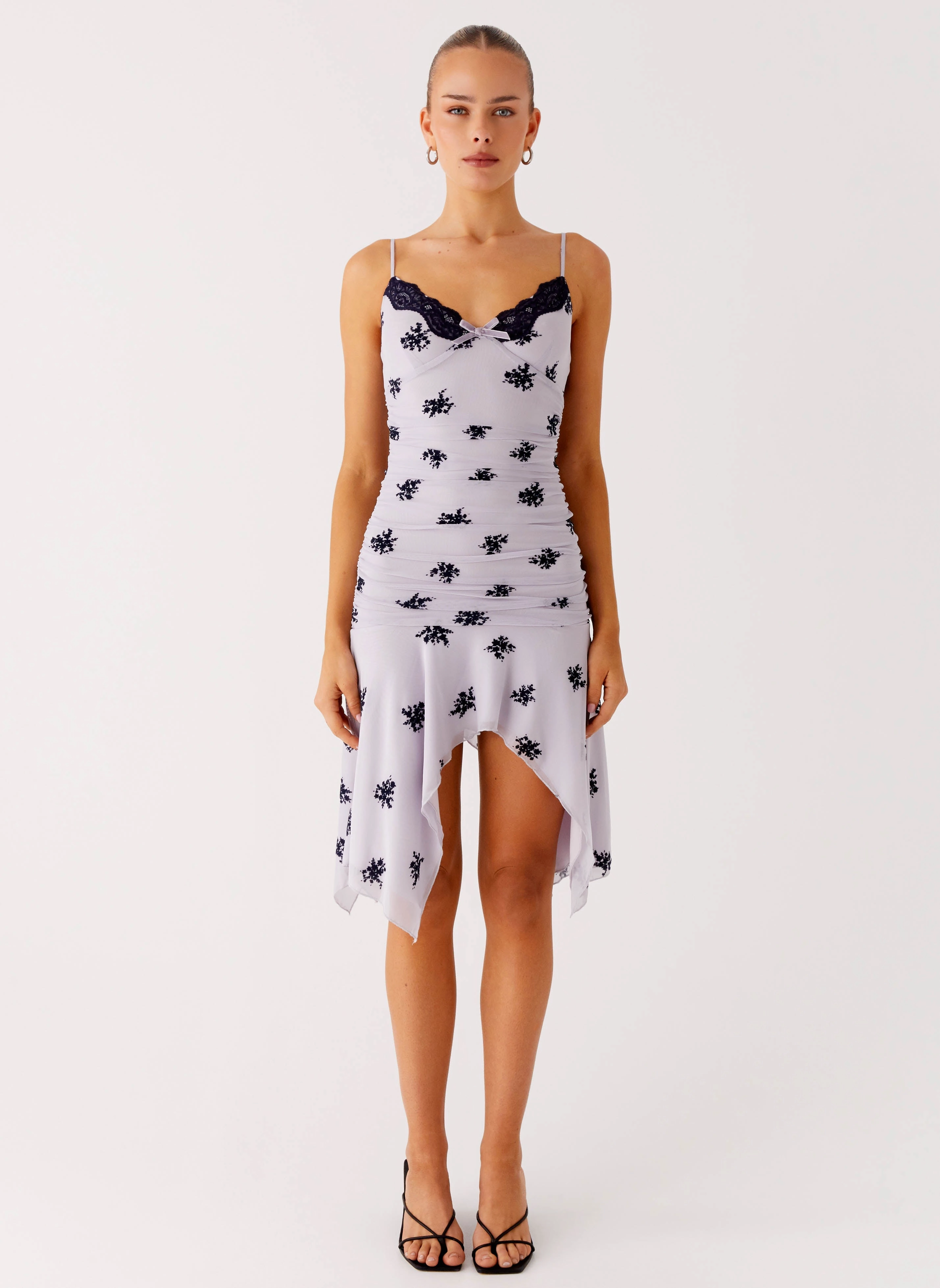 Travel-friendly Essential Piece Amor Flock Hanky Mini Dress - Lilac