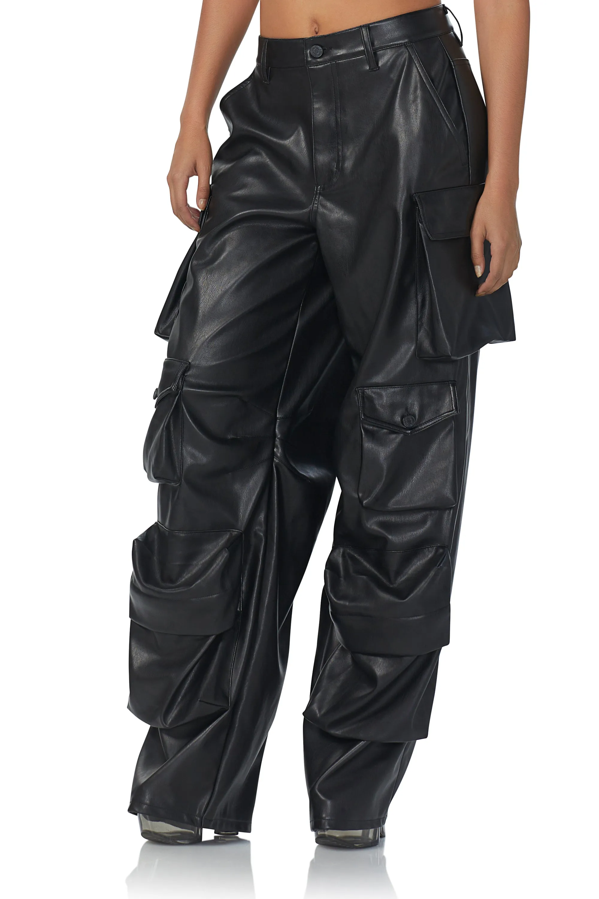 smooth zipper Light Fabric Parker Baggy Cargo Pant - Noir