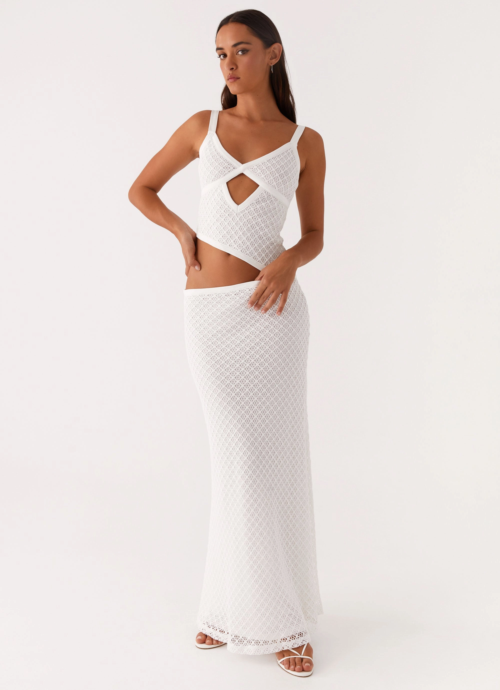 Lounge Cut Vibrant Form Jocelyn Maxi Dress - White Crochet