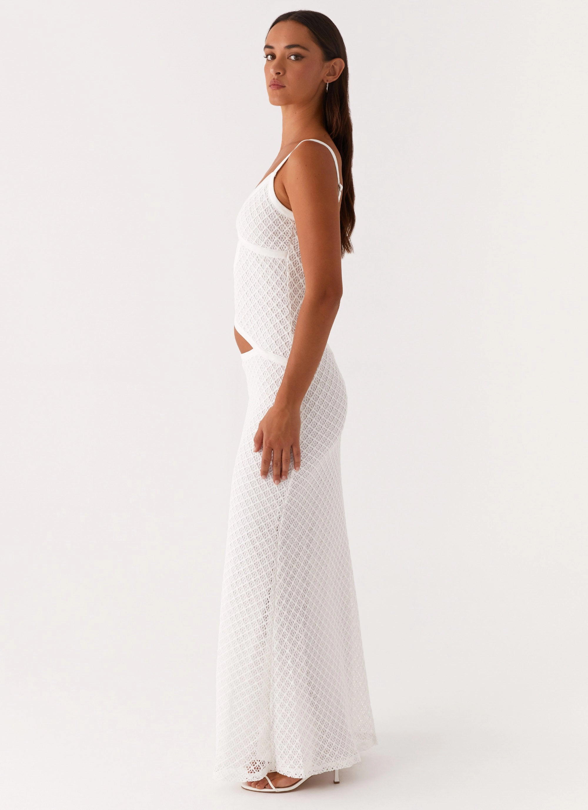 Whimsical Mood Winter Proof Jocelyn Maxi Dress - White Crochet
