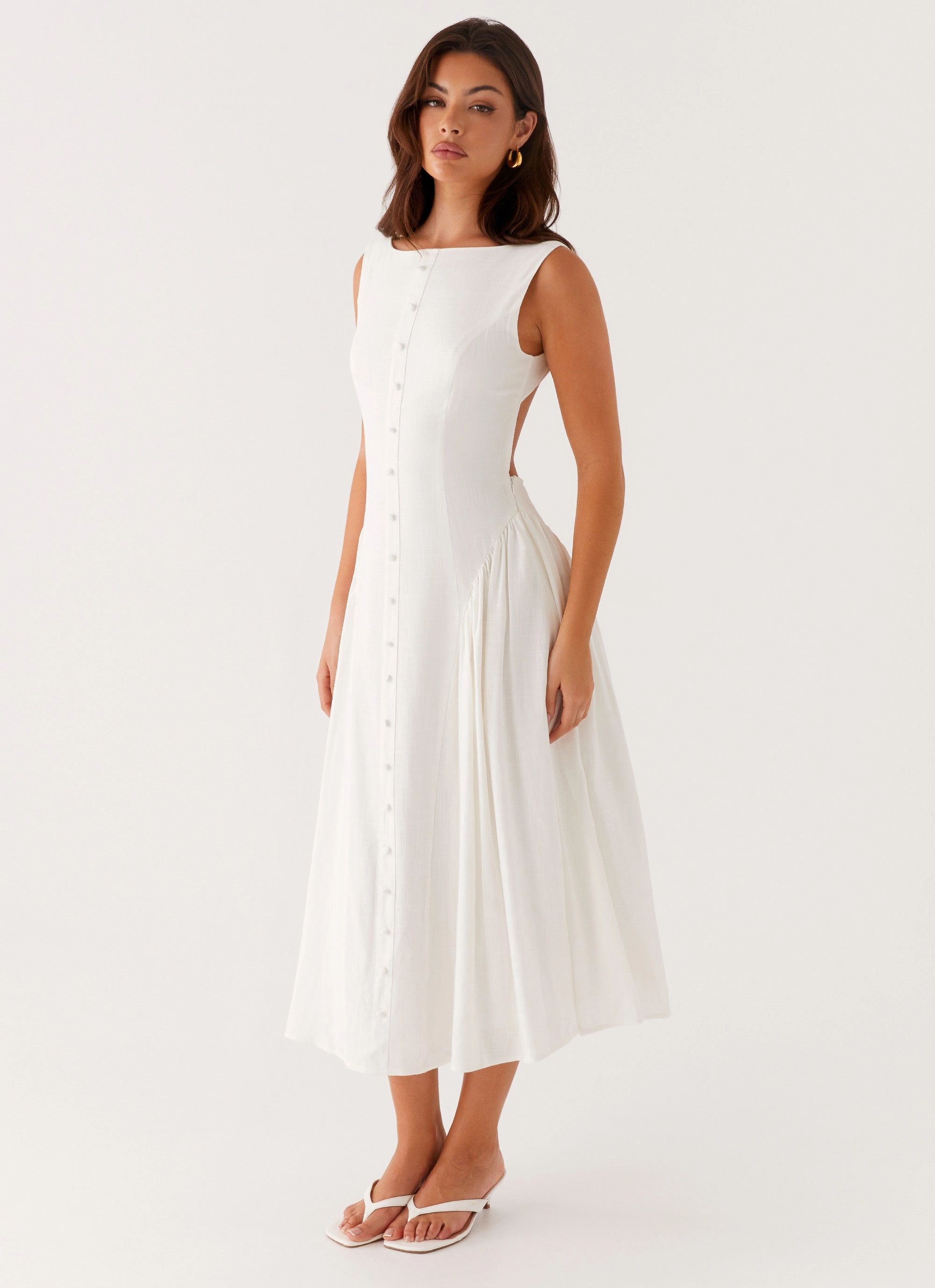 Maylah Midi Dress - White Seasonal Layering