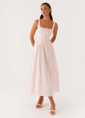 Pascuelle Midi Dress - Pink Soft Hue Versatile Look