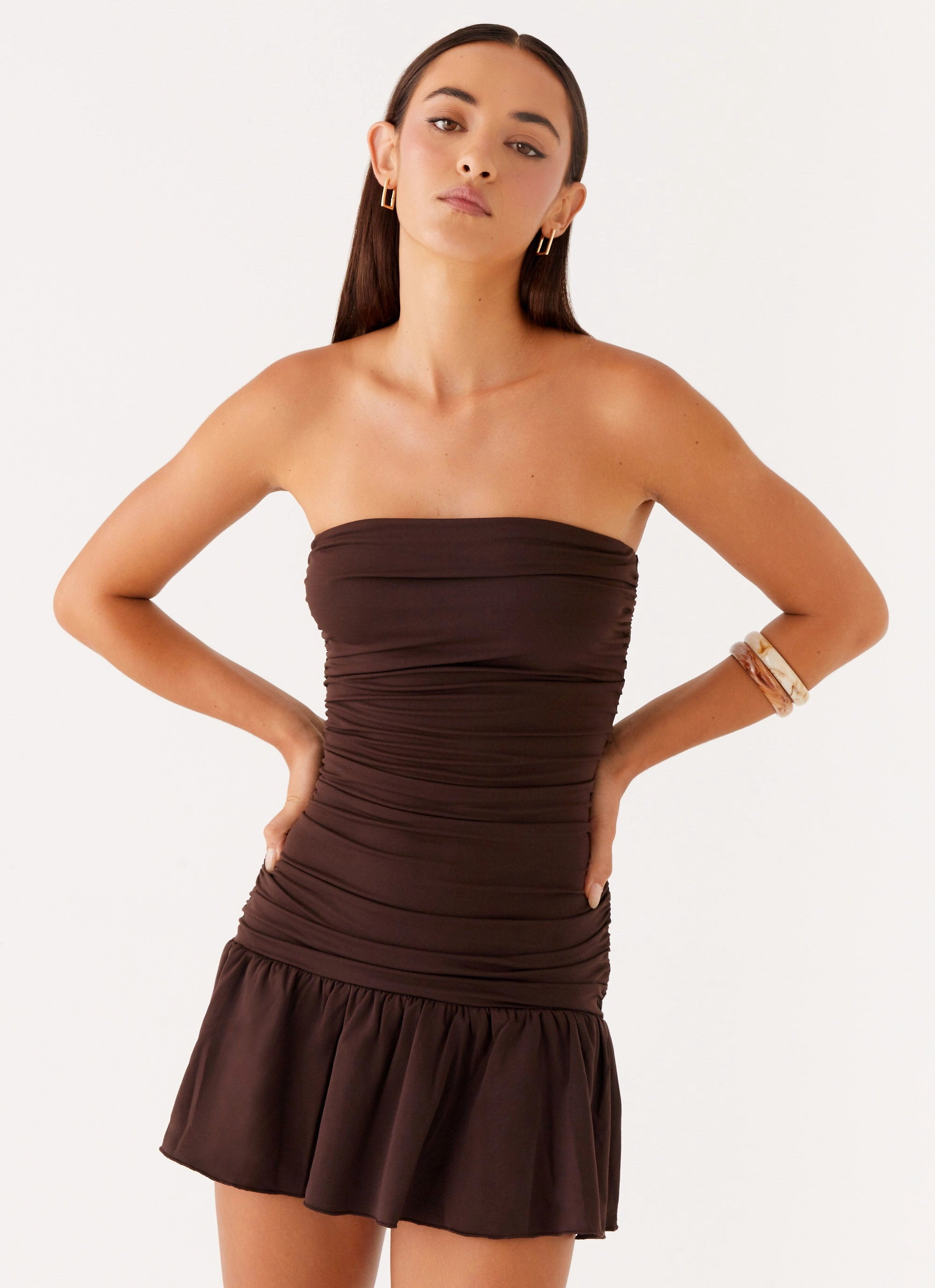 Eclair Mini Dress - Chocolate Weighted Hem