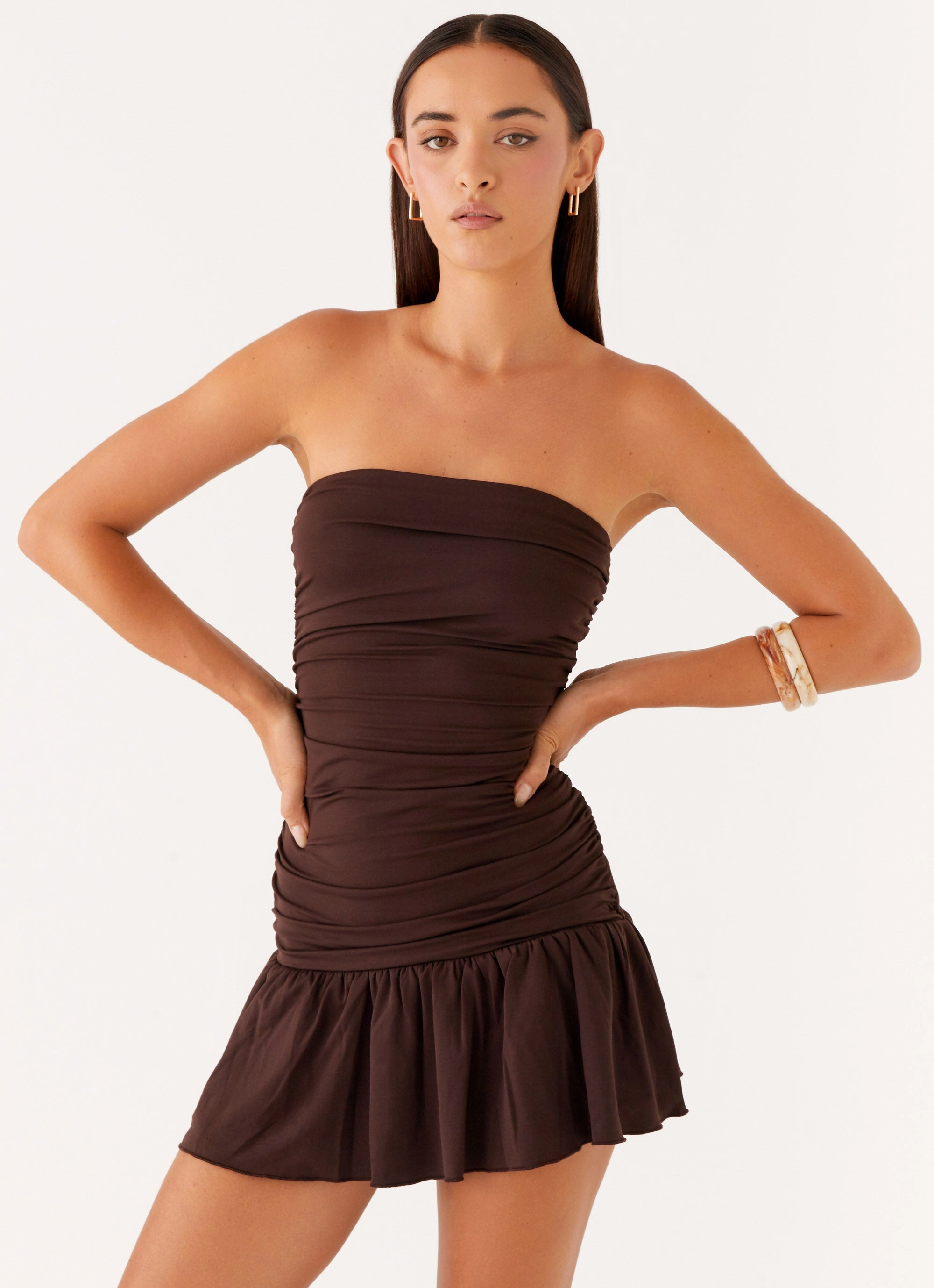Designer Label Eclair Mini Dress - Chocolate