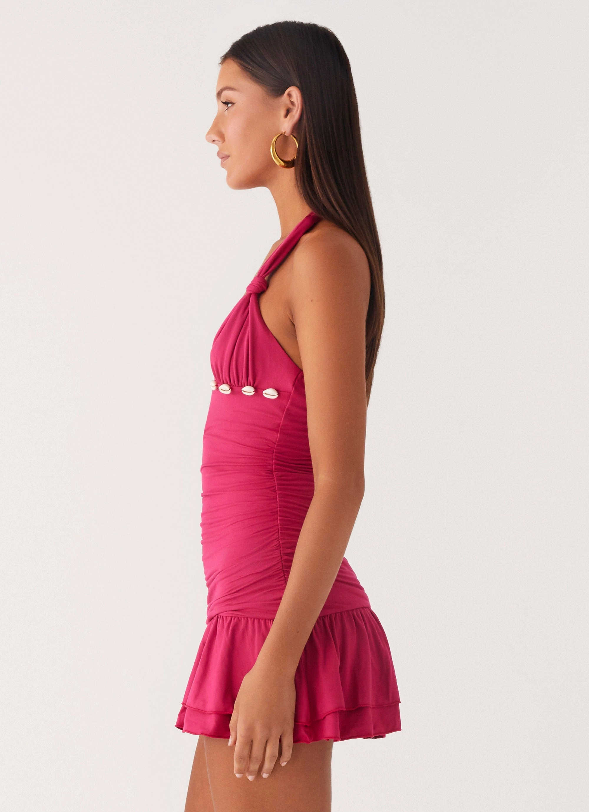 Classic Layering Payback Shell Trim Mini Dress - Fuchsia