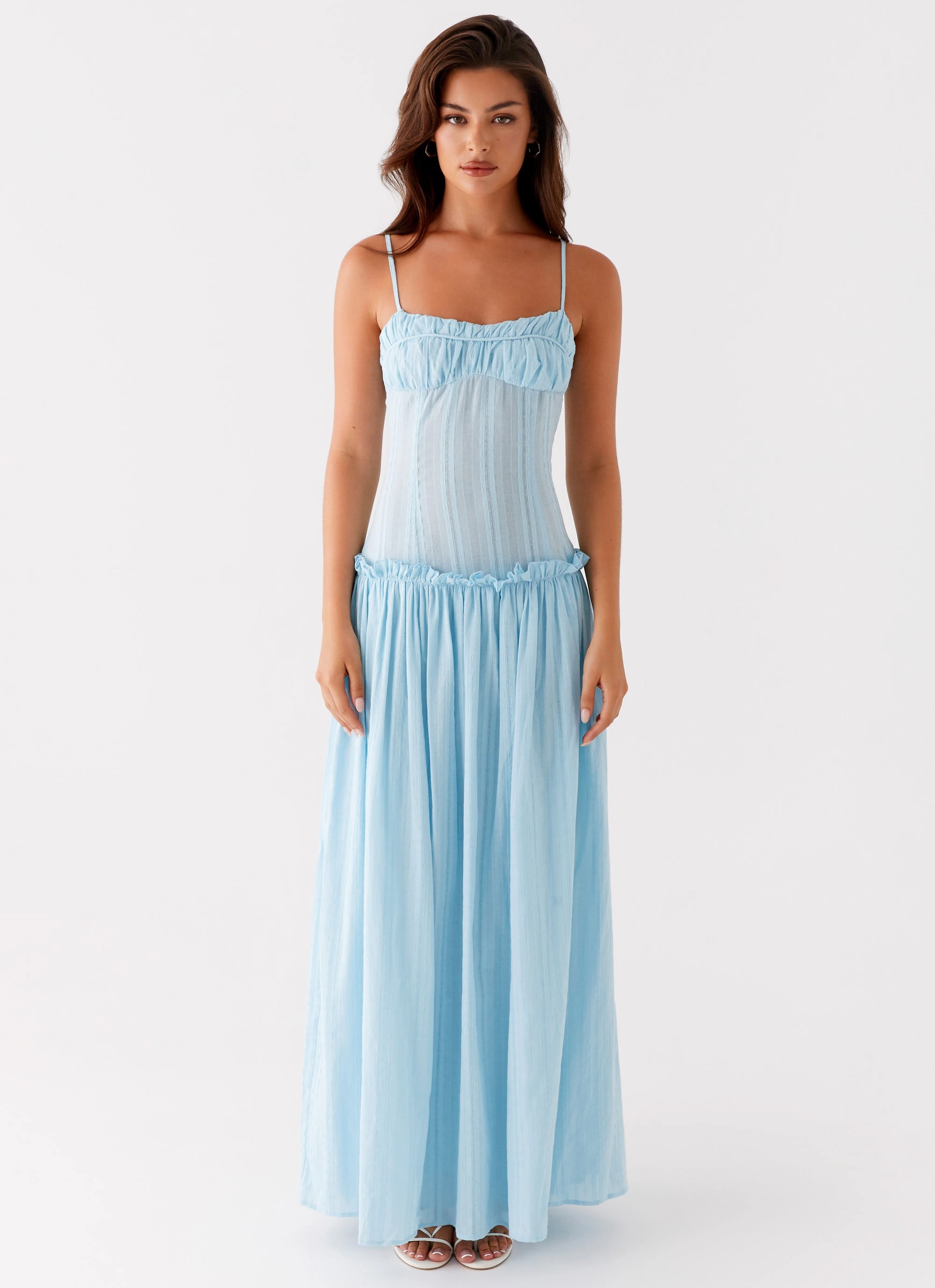 Jacinda Drop Waist Maxi Dress - Blue Formal dinner wear