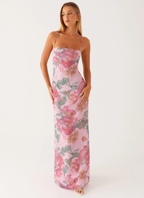 Peggy Maxi Dress - Pink Floral Sleek Design Modest Look