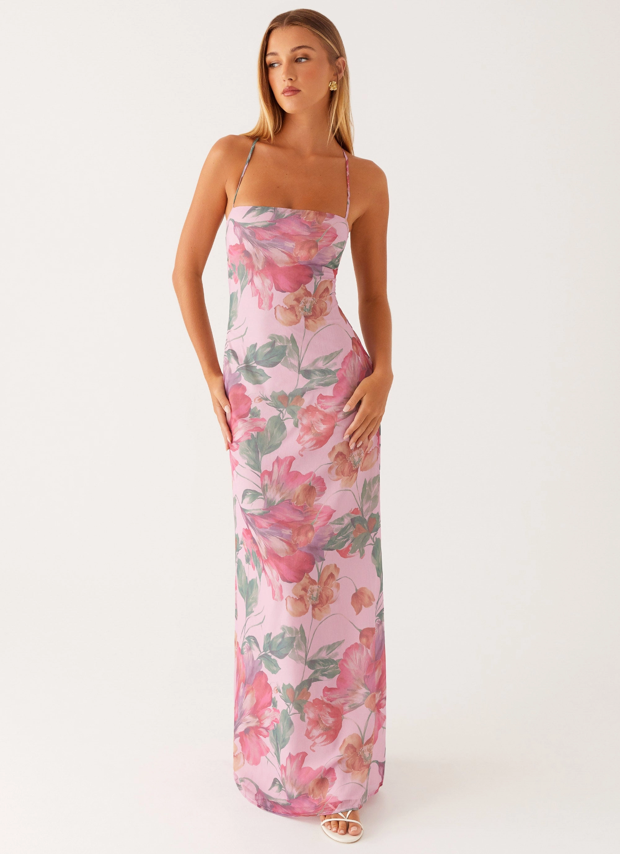 Peggy Maxi Dress - Pink Floral Sleek Design Modest Look