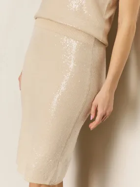 Day Ready Sequin Pencil Skirt Sandstone