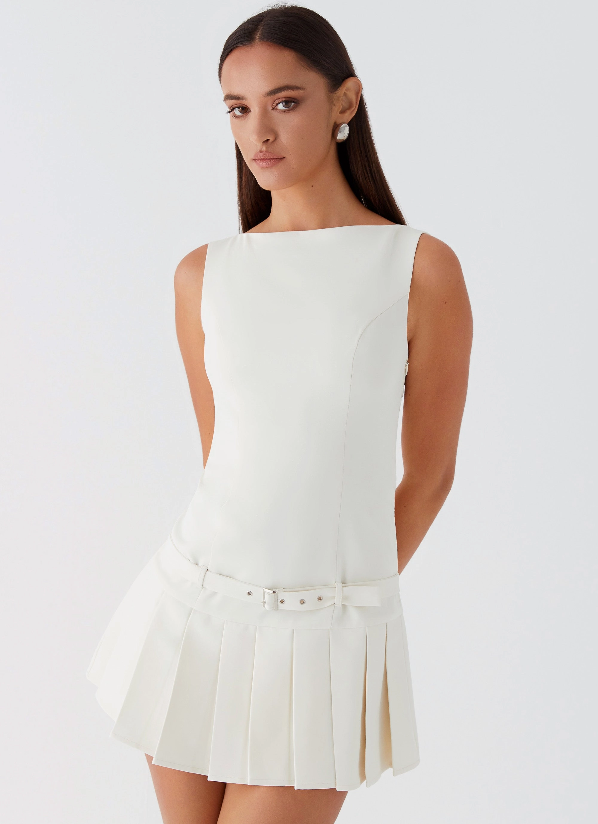 ruffle trim Durable Hem No More Excuses Belt Mini Dress - Ivory
