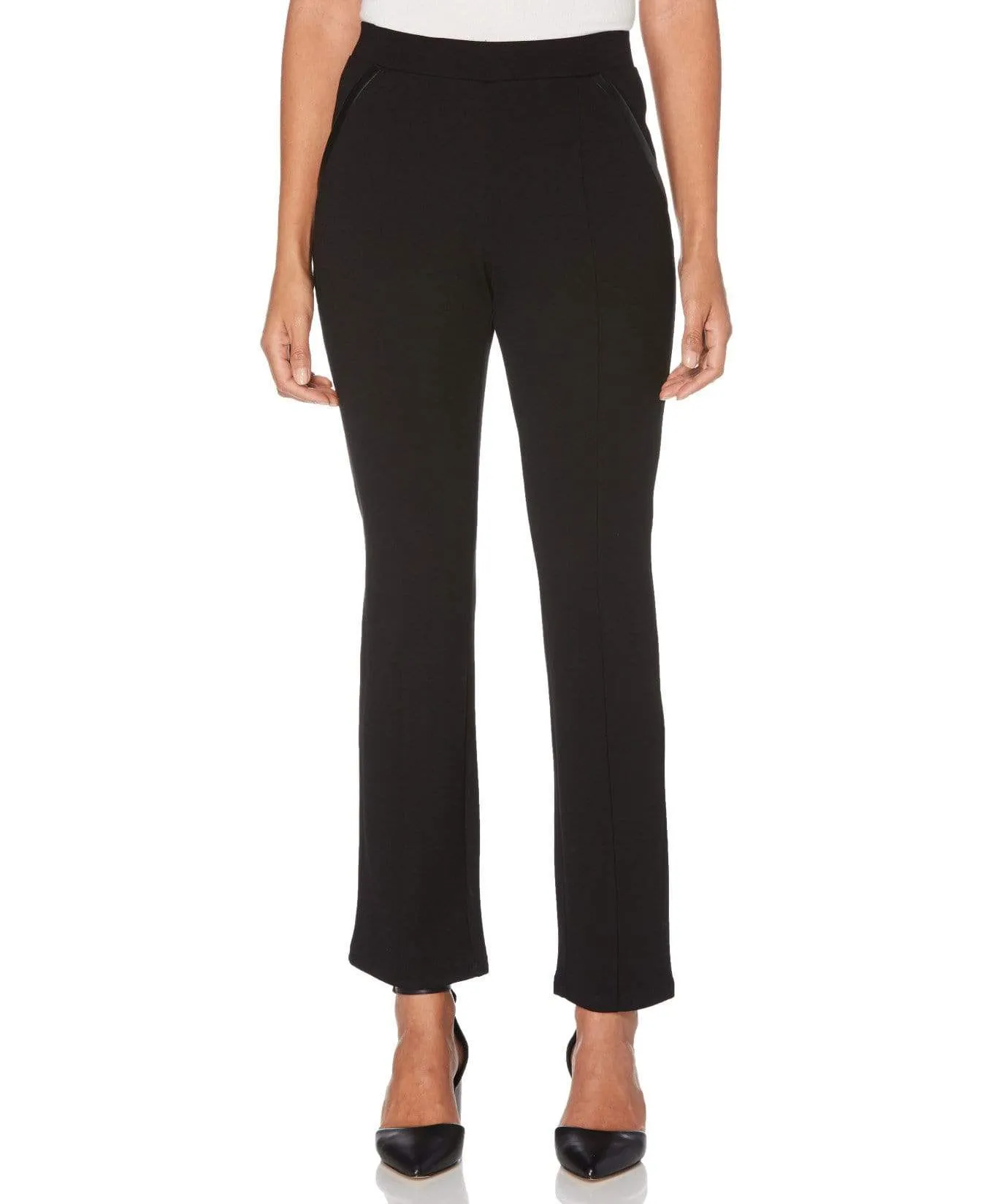 Petite Ponte Knit Slim Leg Pant - Comfort Fit Twill Weave Texture