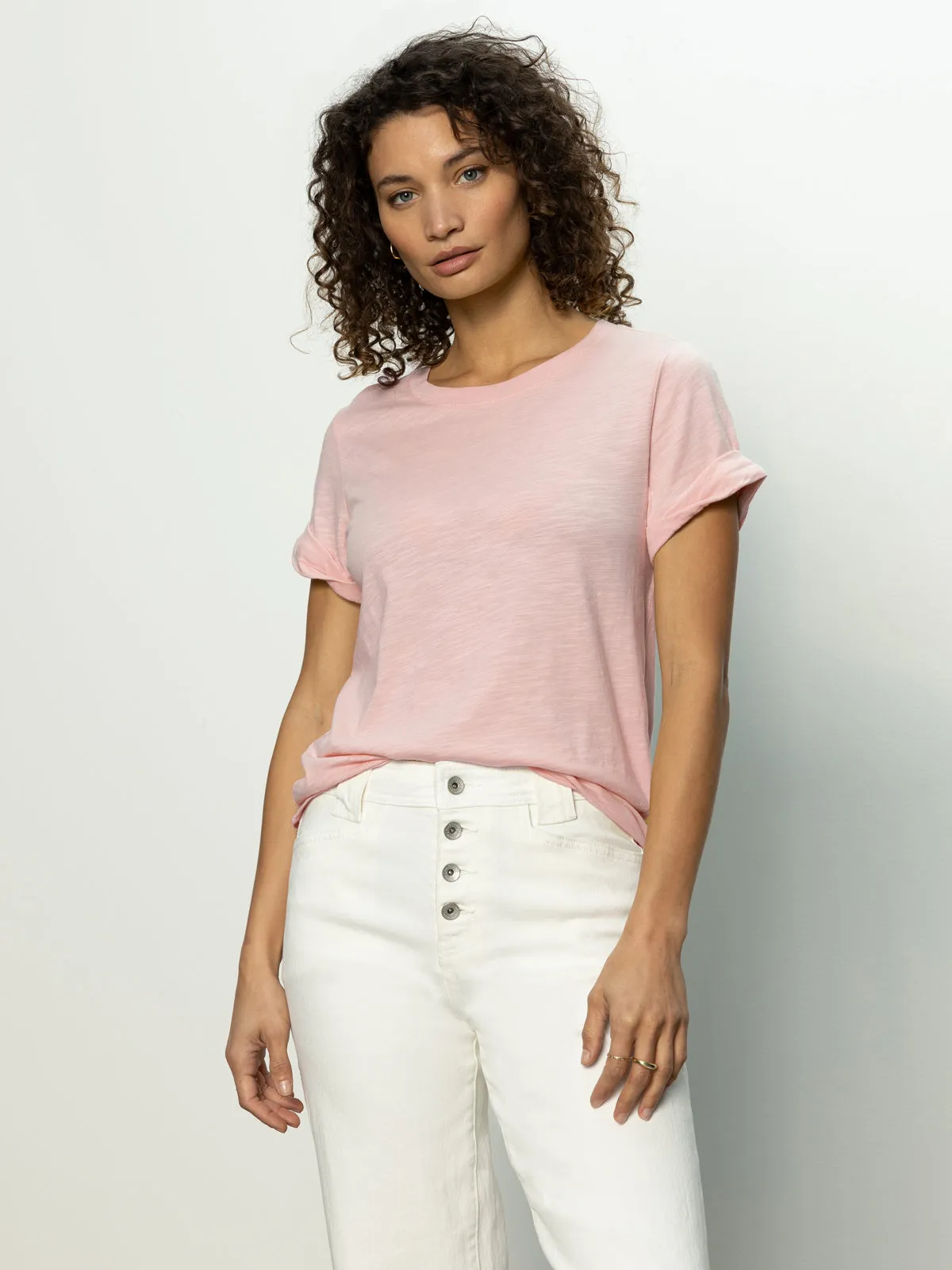 Perfect Tee Remix Earth Pink Rolled Hem Detailing Zipper Closure