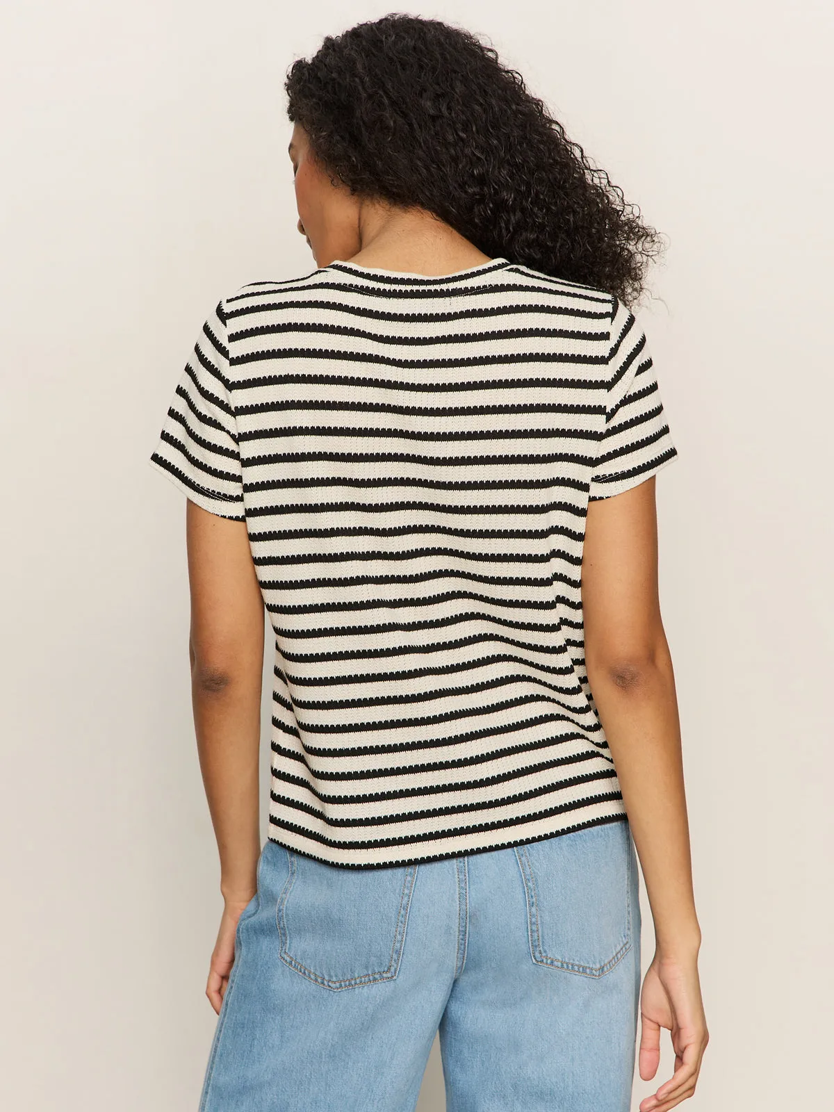 DoubleLayeredFabric Perfect Textured Tee Macrame Black Stripe