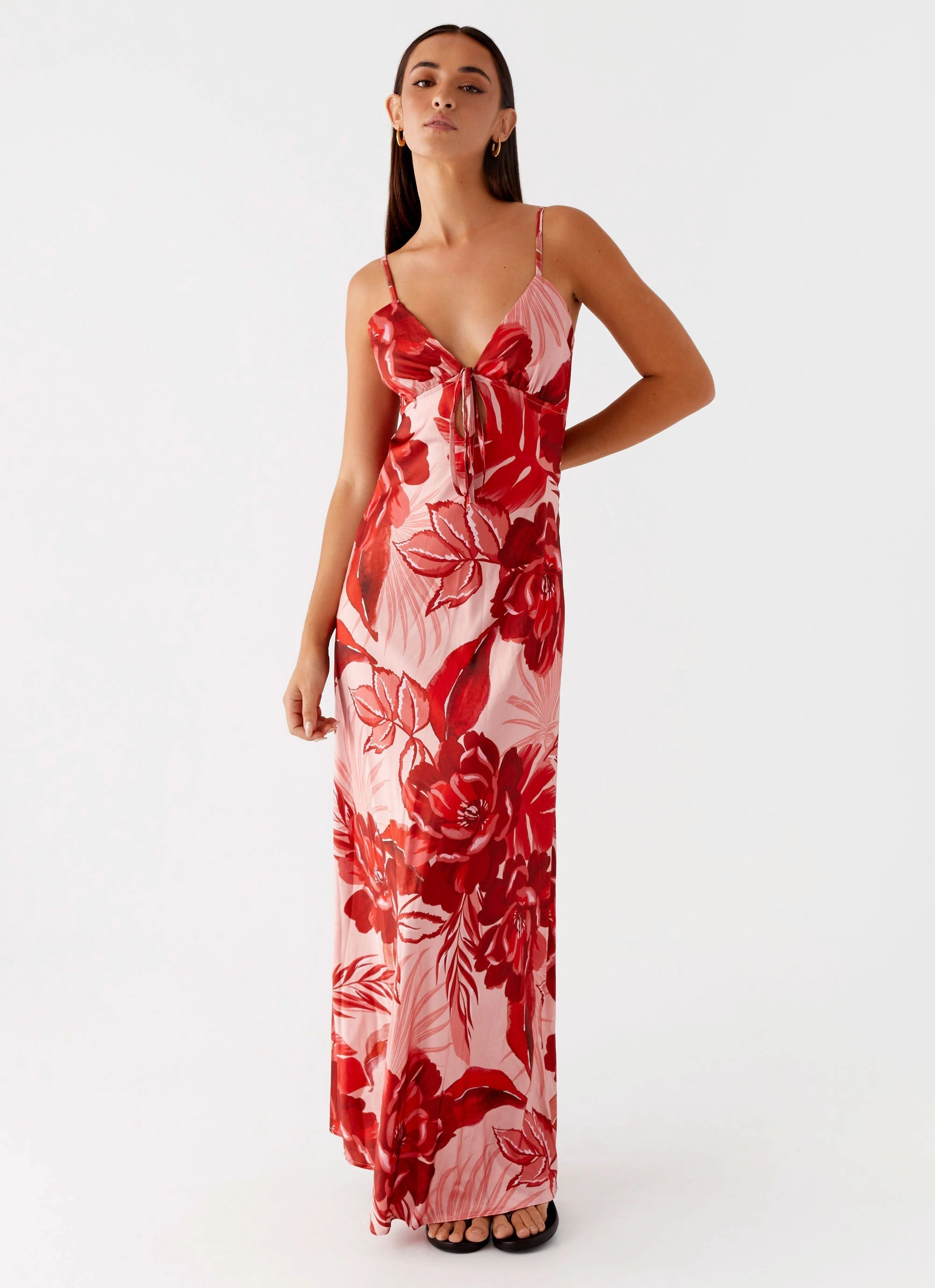 Flora Satin Maxi Dress - Sicily Sunsets Print Travel Light