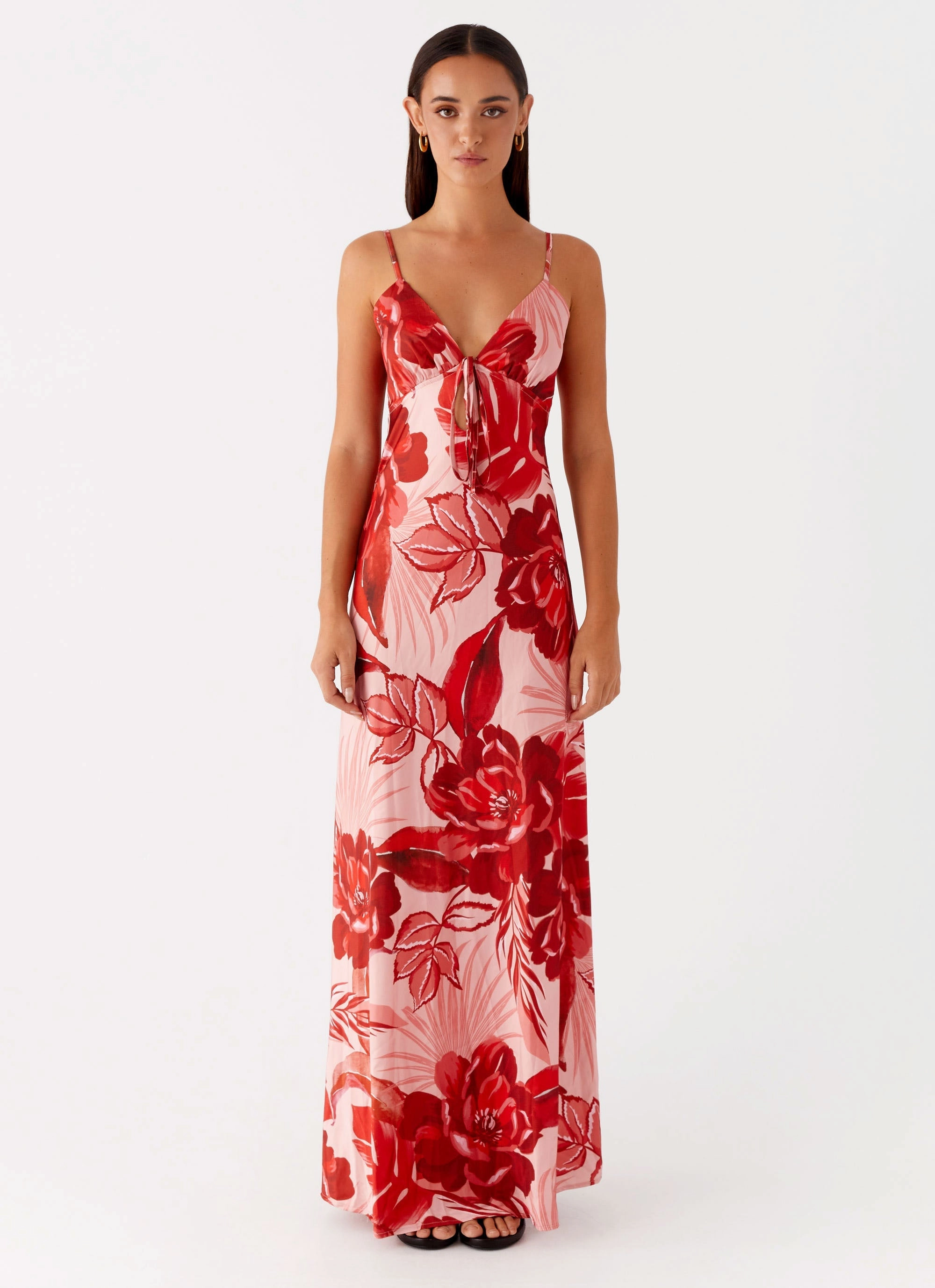 Fashionable Touch Comfortable Fashion Flora Satin Maxi Dress - Sicily Sunsets Print