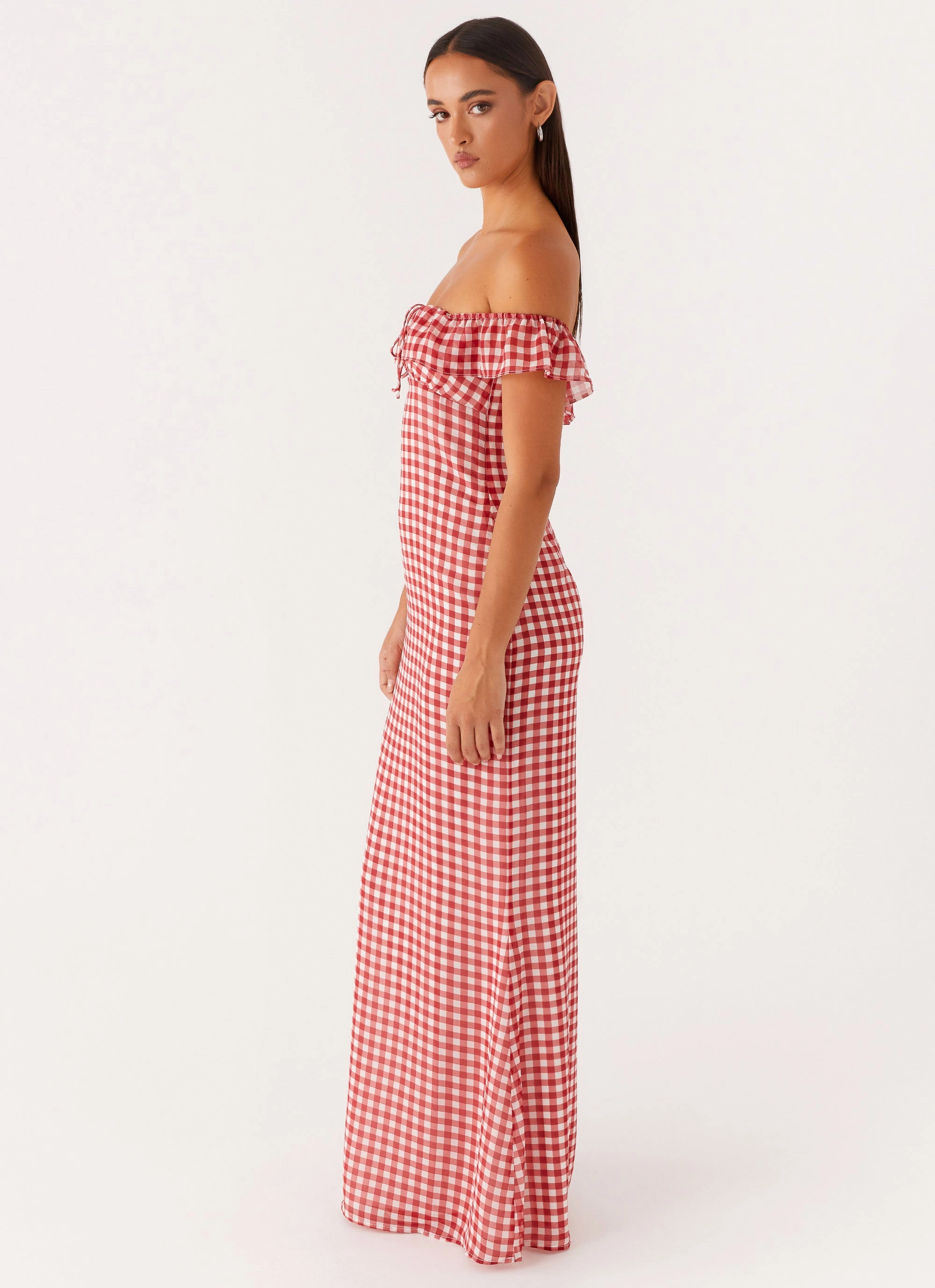 Scarlet Cherry Maxi Dress - Red Gingham Calm Energy