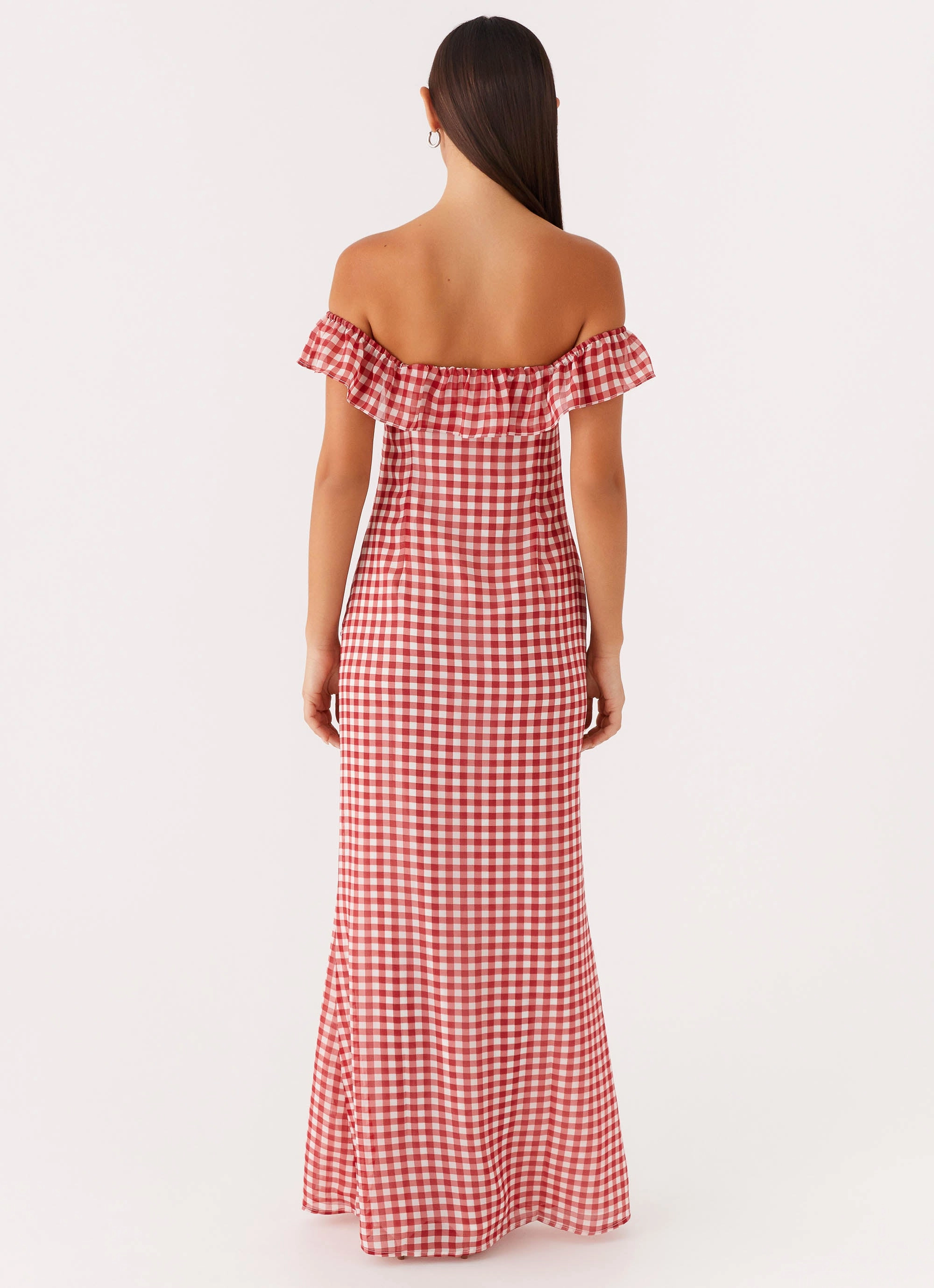 Layerable Piece Scarlet Cherry Maxi Dress - Red Gingham