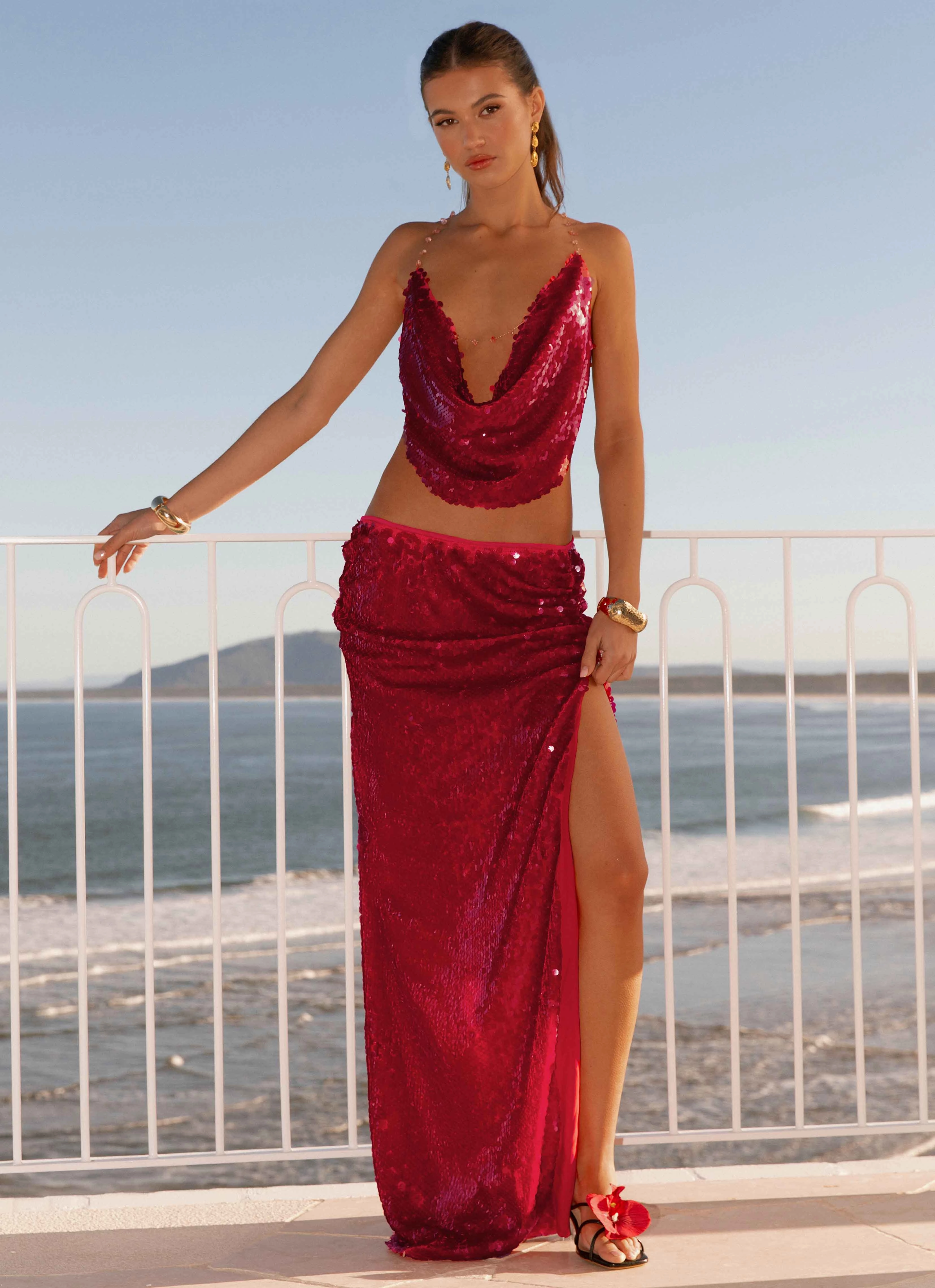 Amosa Maxi Skirt - Fuchsia Breathable fabric