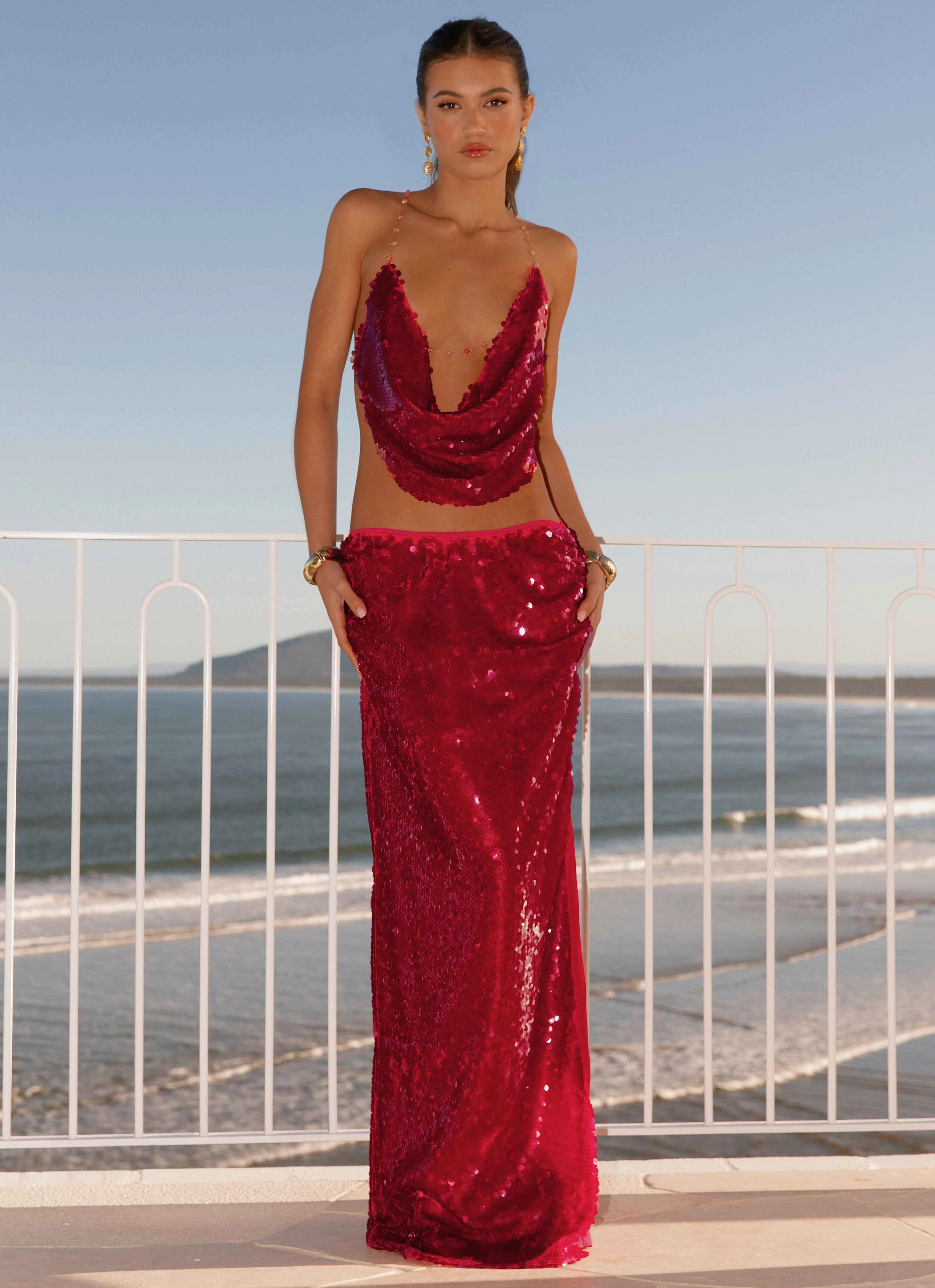 Simple looks Amosa Maxi Skirt - Fuchsia