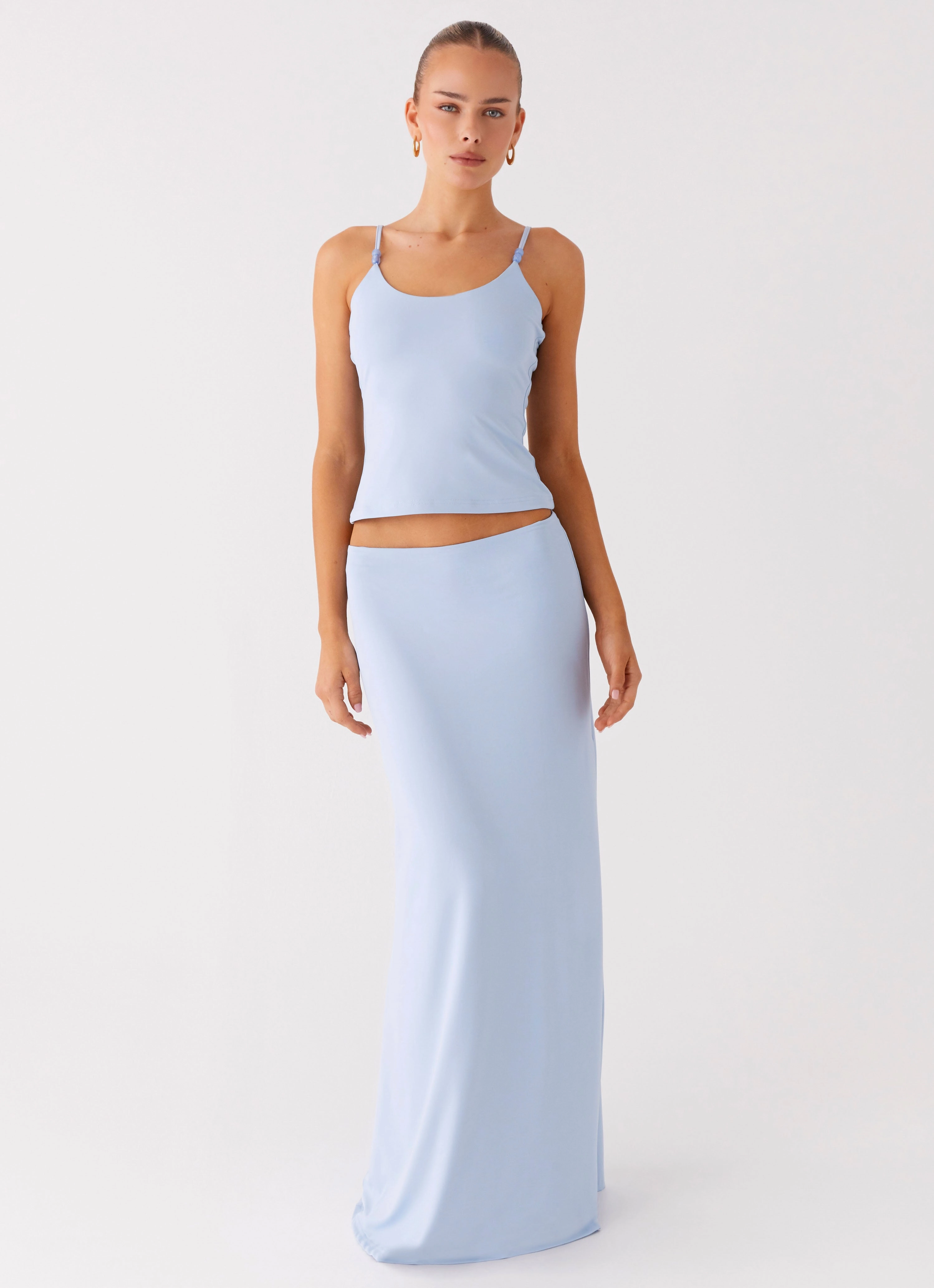 Like A Flower Maxi Skirt - Baby Blue Effortless Look Stable Shape