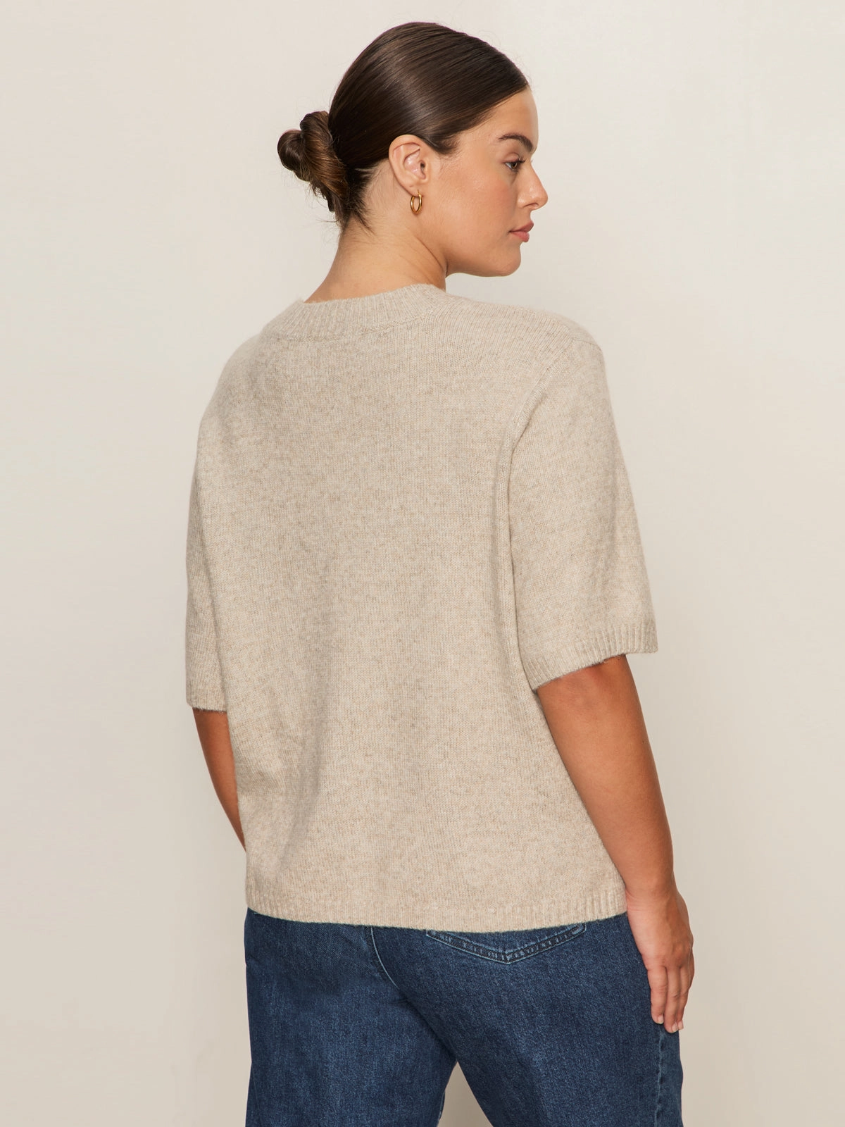 Perfect Sweater Tee Heather Pearl Extended Sizing Ribbed Hem ButterSoft Handfeel