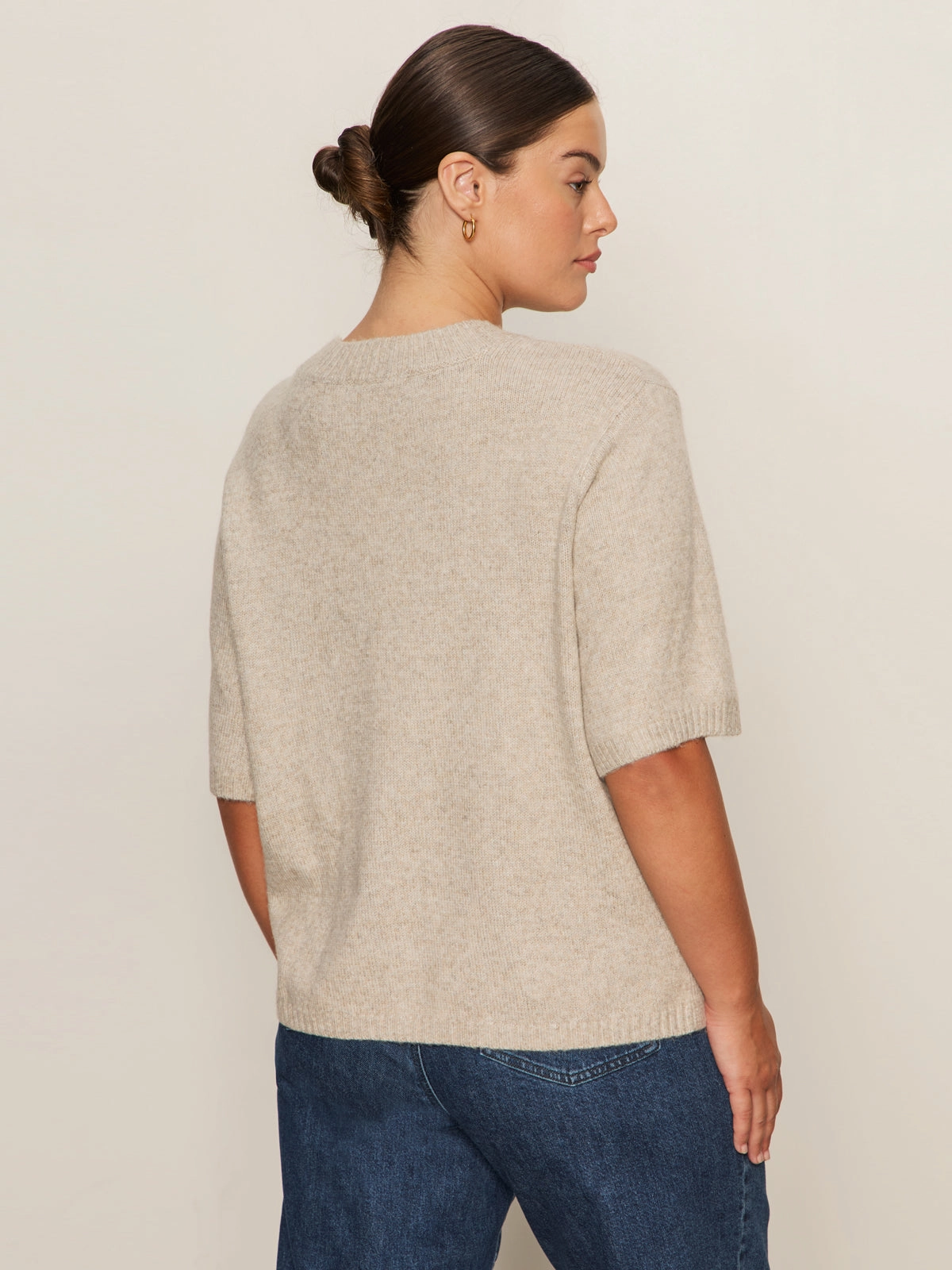 Perfect Sweater Tee Heather Pearl Extended Sizing ConvertibleSleeves High Neckline Structure