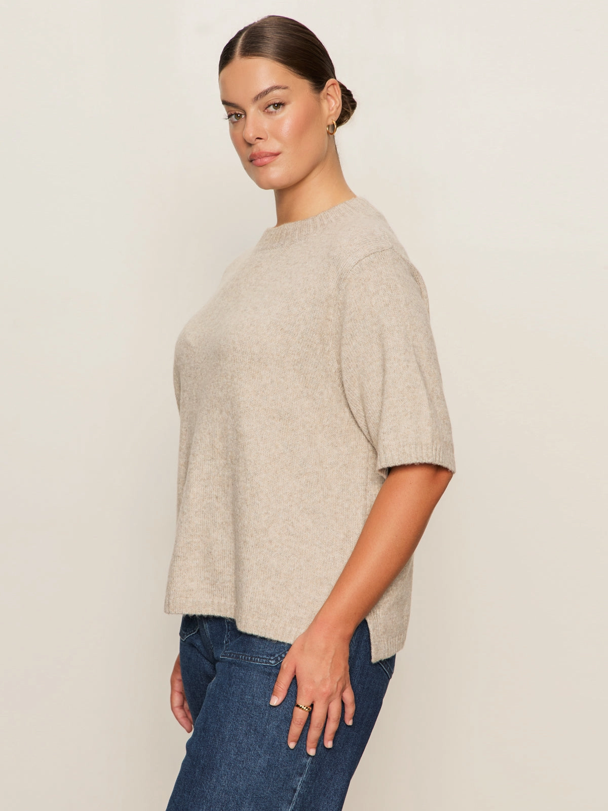AbrasionResistant Edging Perfect Sweater Tee Heather Pearl Extended Sizing