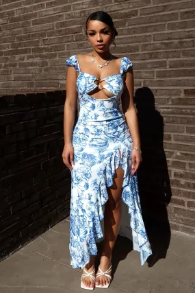 Neat Finish In The Garden Floral Print Ruffle Dress