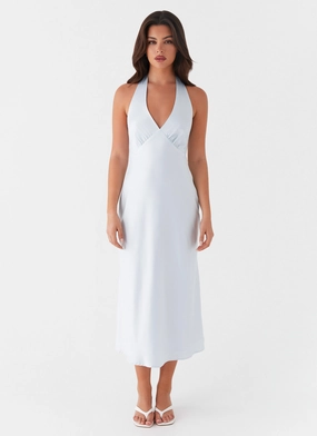 Cotton Skin Heavy Hearted Midi Dress - Blue