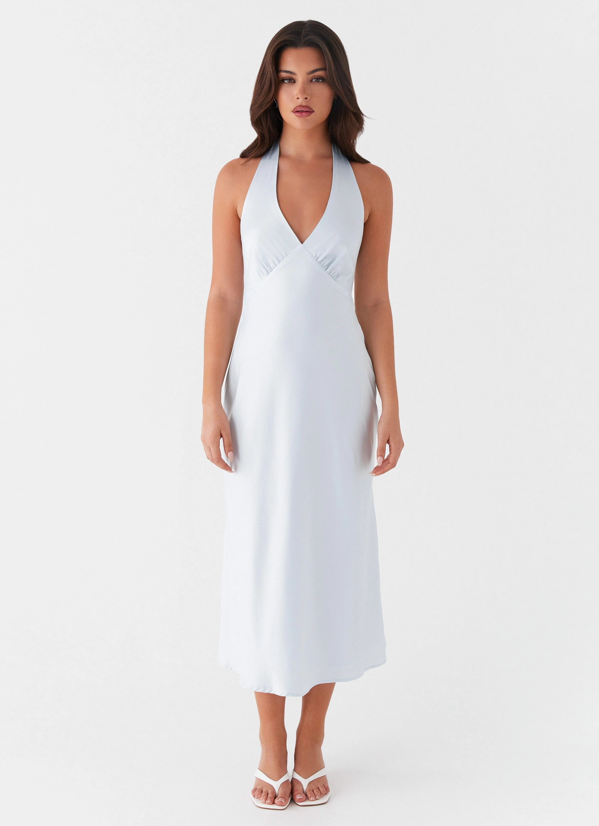Cotton Skin Heavy Hearted Midi Dress - Blue