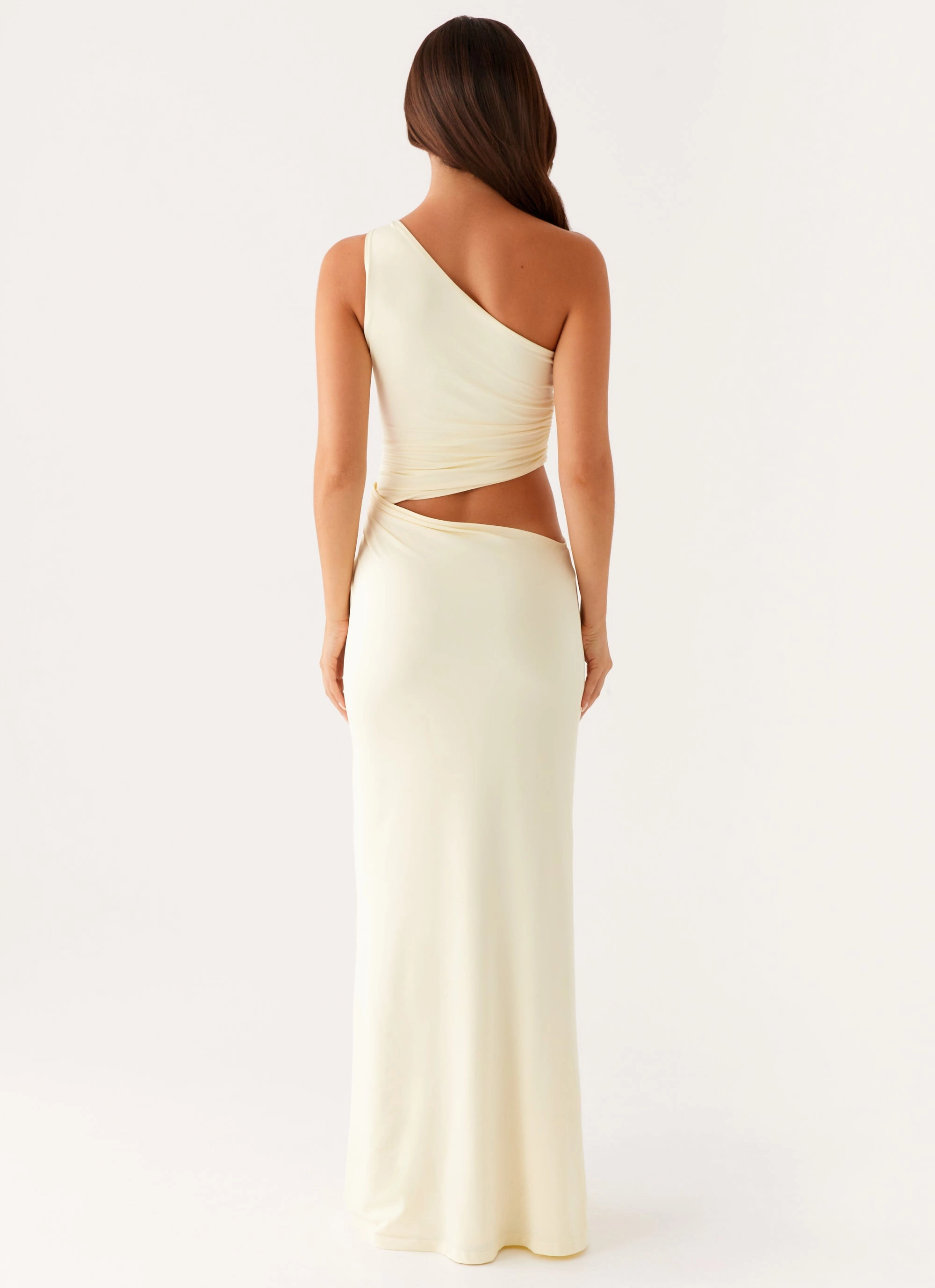 Peta Maxi Dress - Yellow Polished and Elegant Satin Touch