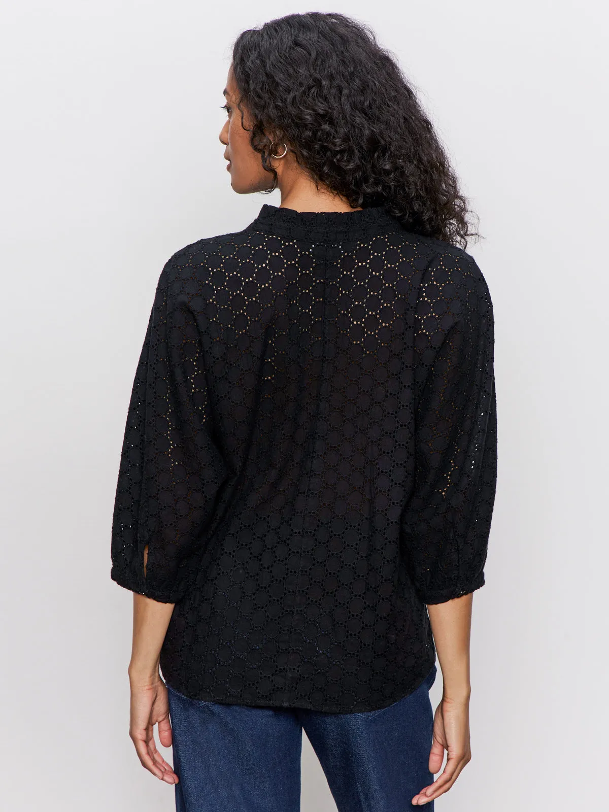 EcoFriendlyMaterial Petal Drop Blouse Black