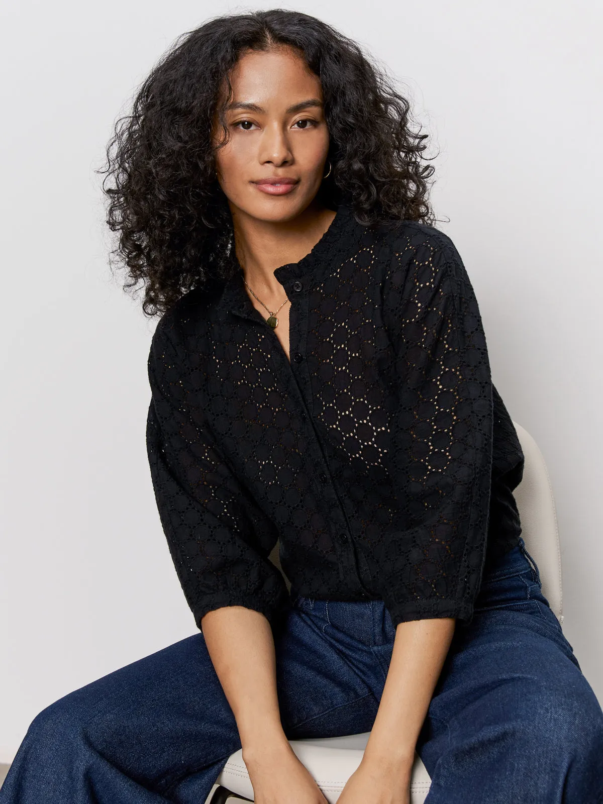 Petal Drop Blouse Black Reflective Detailing